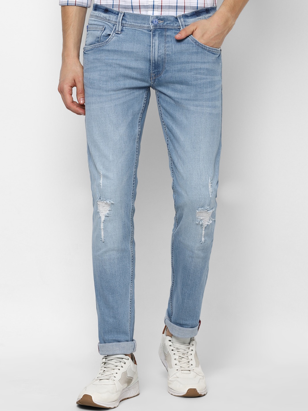 

Allen Solly Men Blue Skinny Fit Mildly Distressed Light Fade Jeans