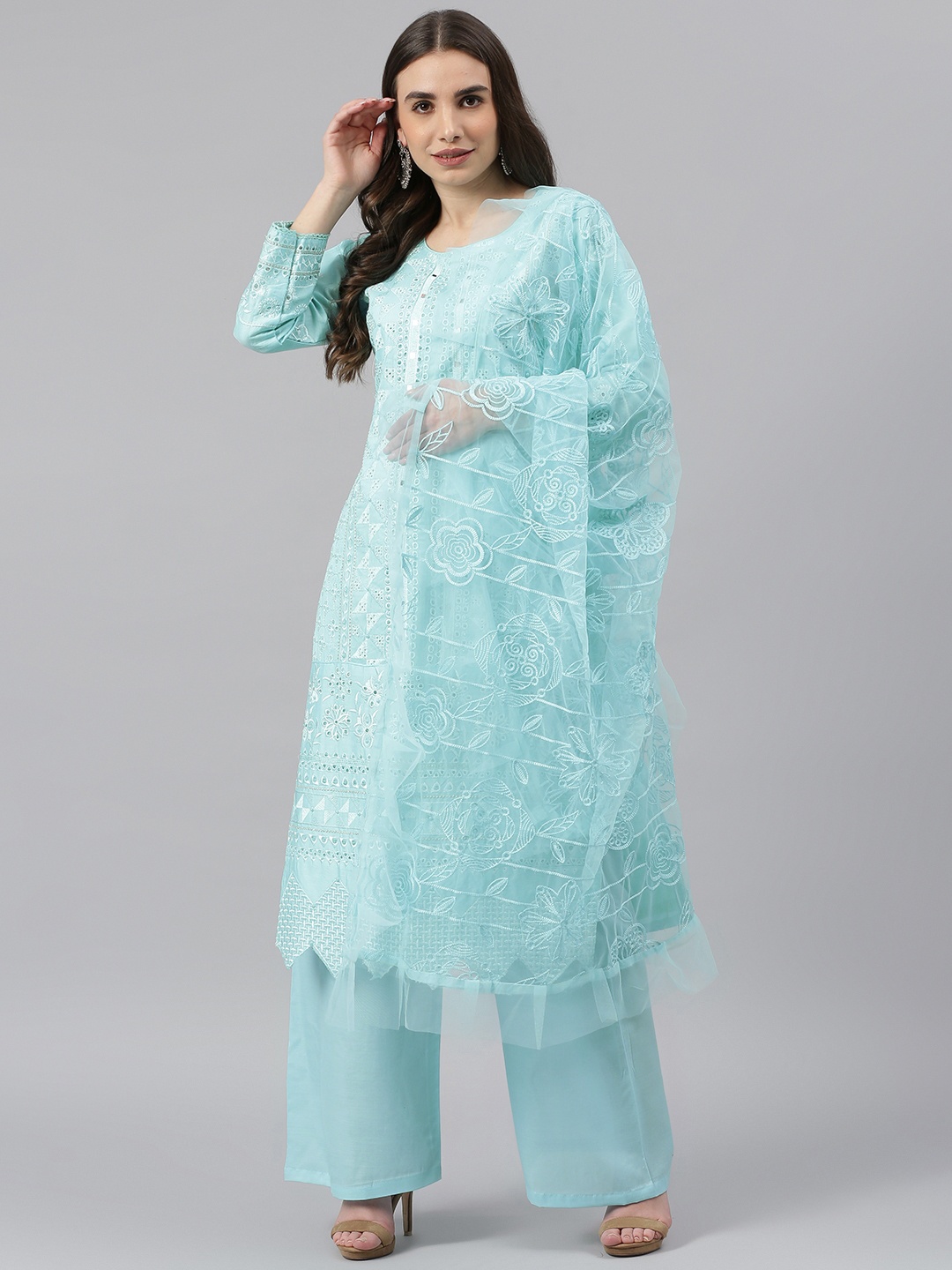 

Readiprint Fashions Blue Embroidered Pure Cotton Unstitched Dress Material