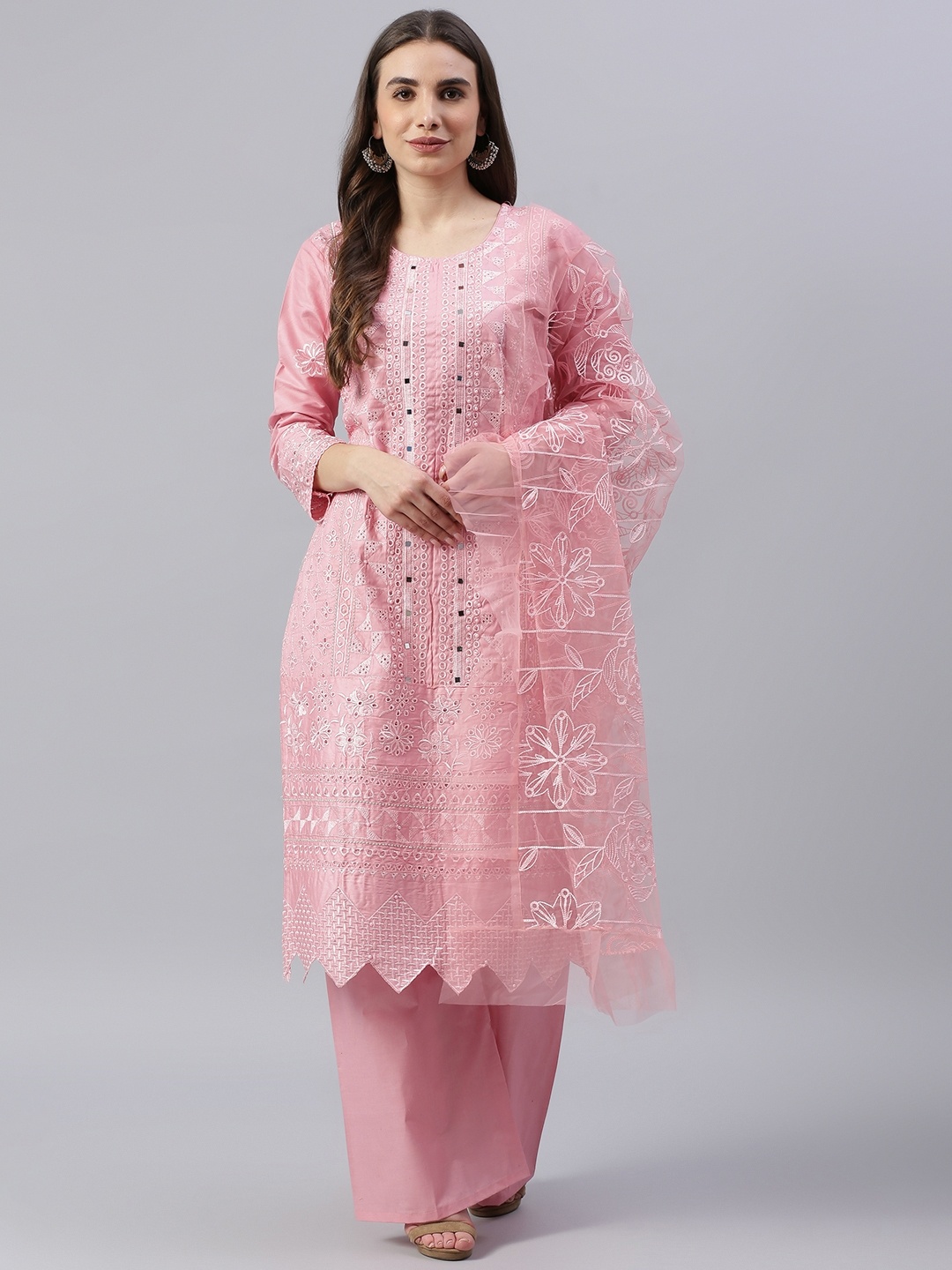

Readiprint Fashions Pink Embroidered Pure Cotton Unstitched Dress Material