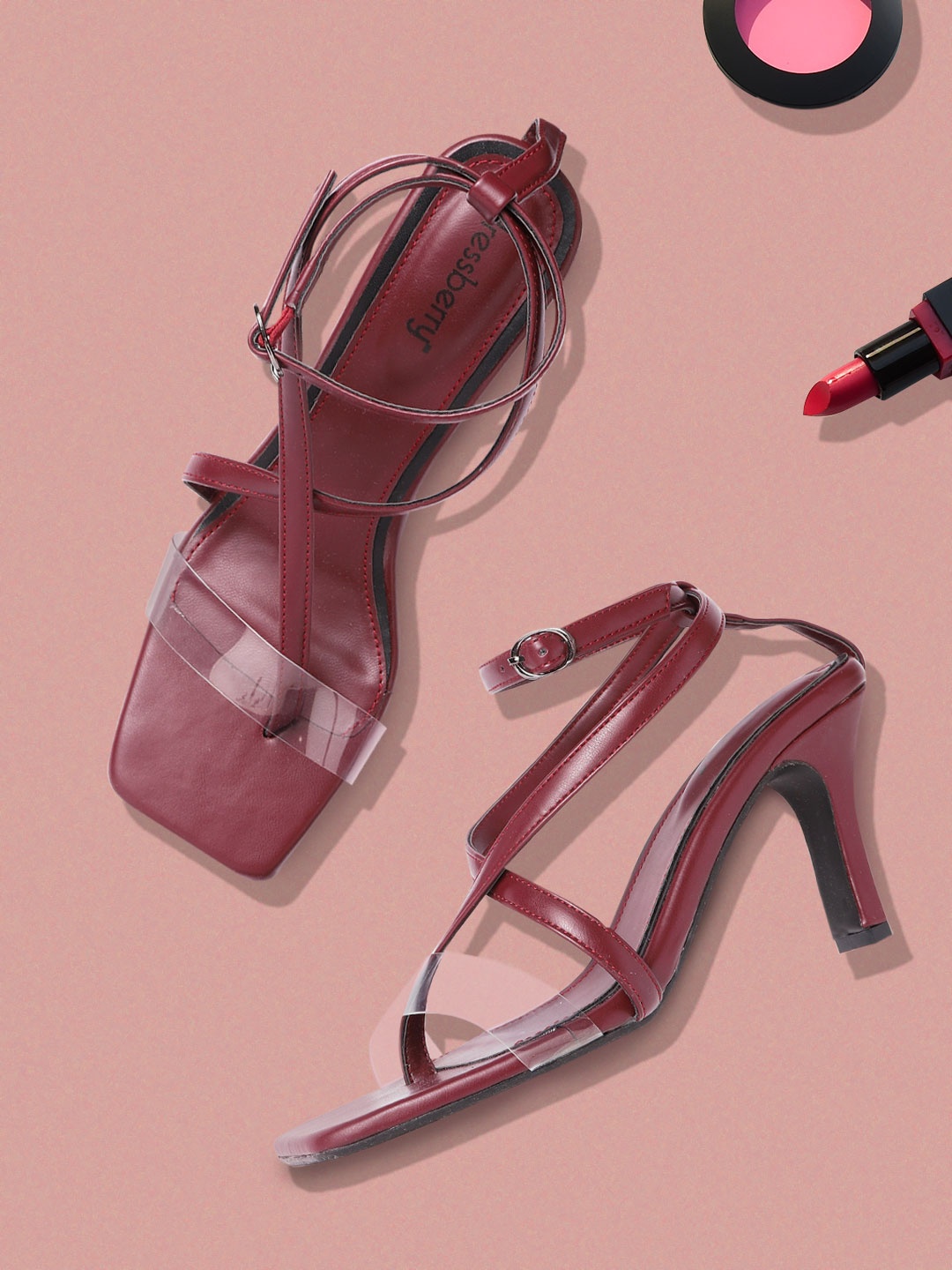 

DressBerry Burgundy & Transparent Block Heels