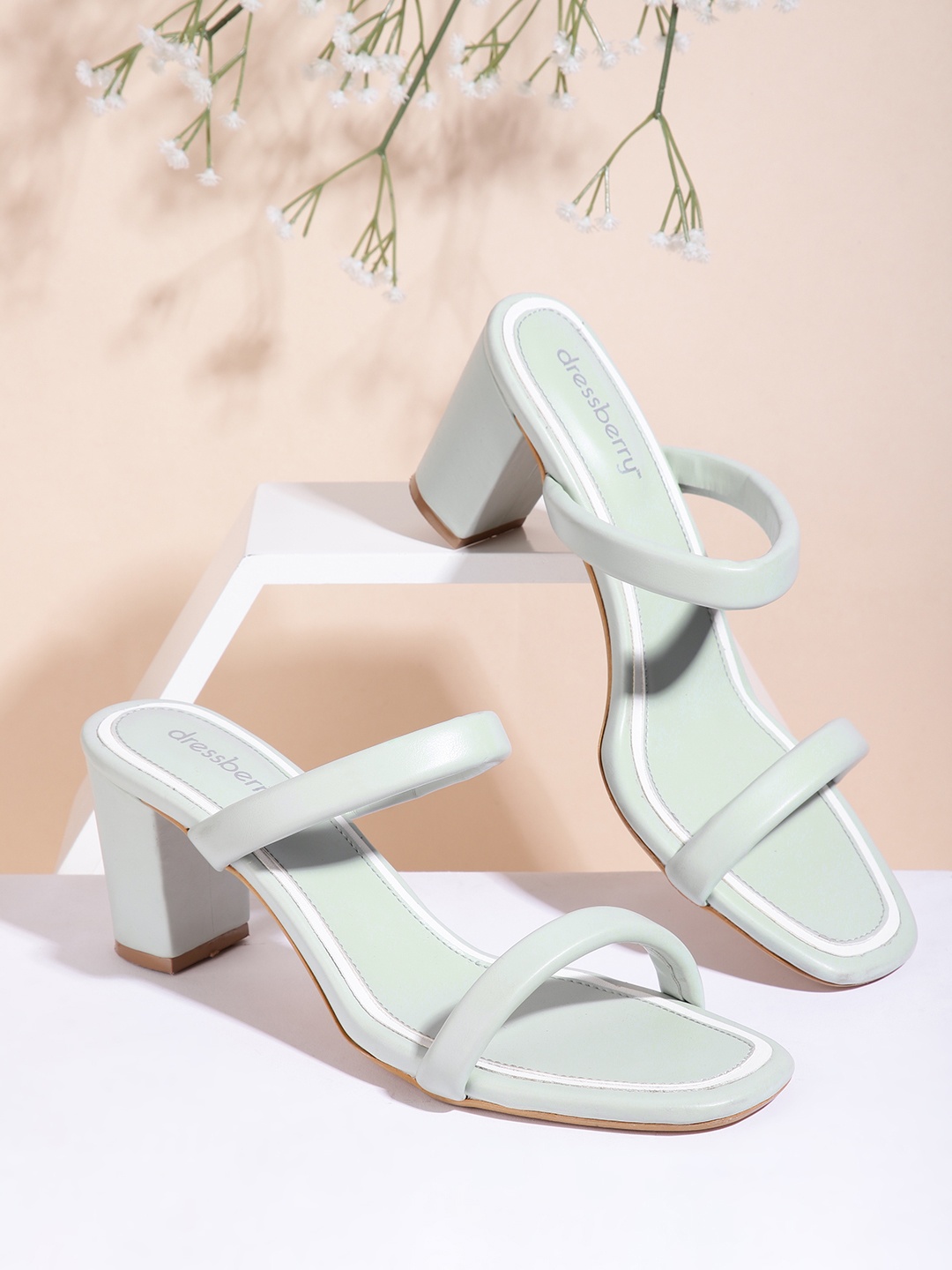 

DressBerry Women Mint Green Block Heels