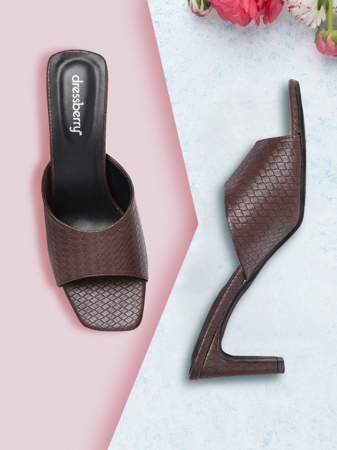 

DressBerry Women Coffee Brown Textured Block Heels