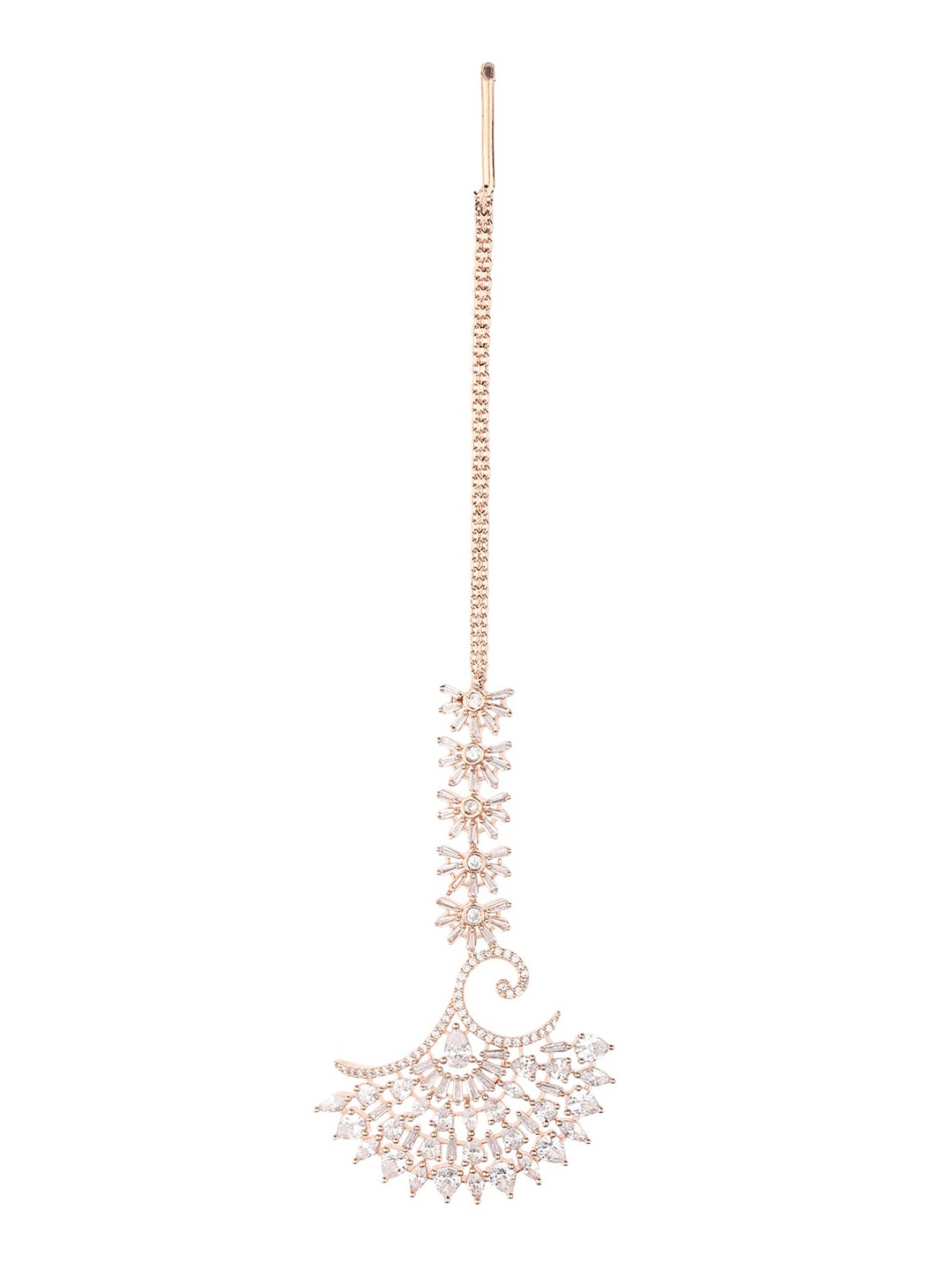 

Runjhun Women Rose Gold American Daimond Stylish Elegant Maangtikka