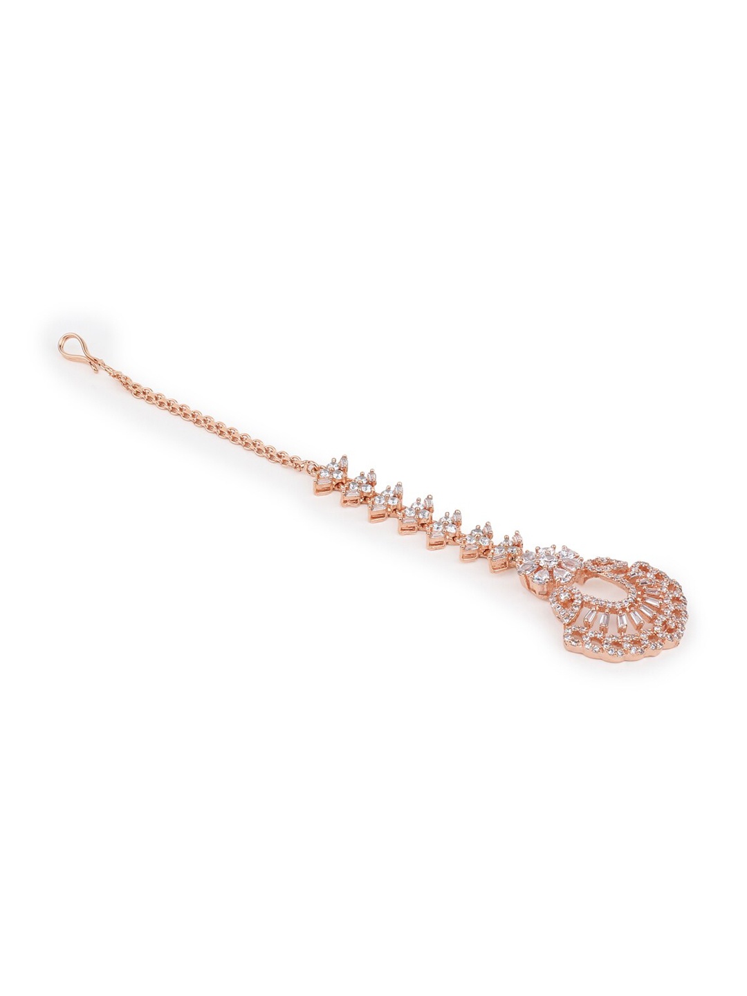 

Runjhun Women Roe Gold American Daimond Maangtikka, Rose gold