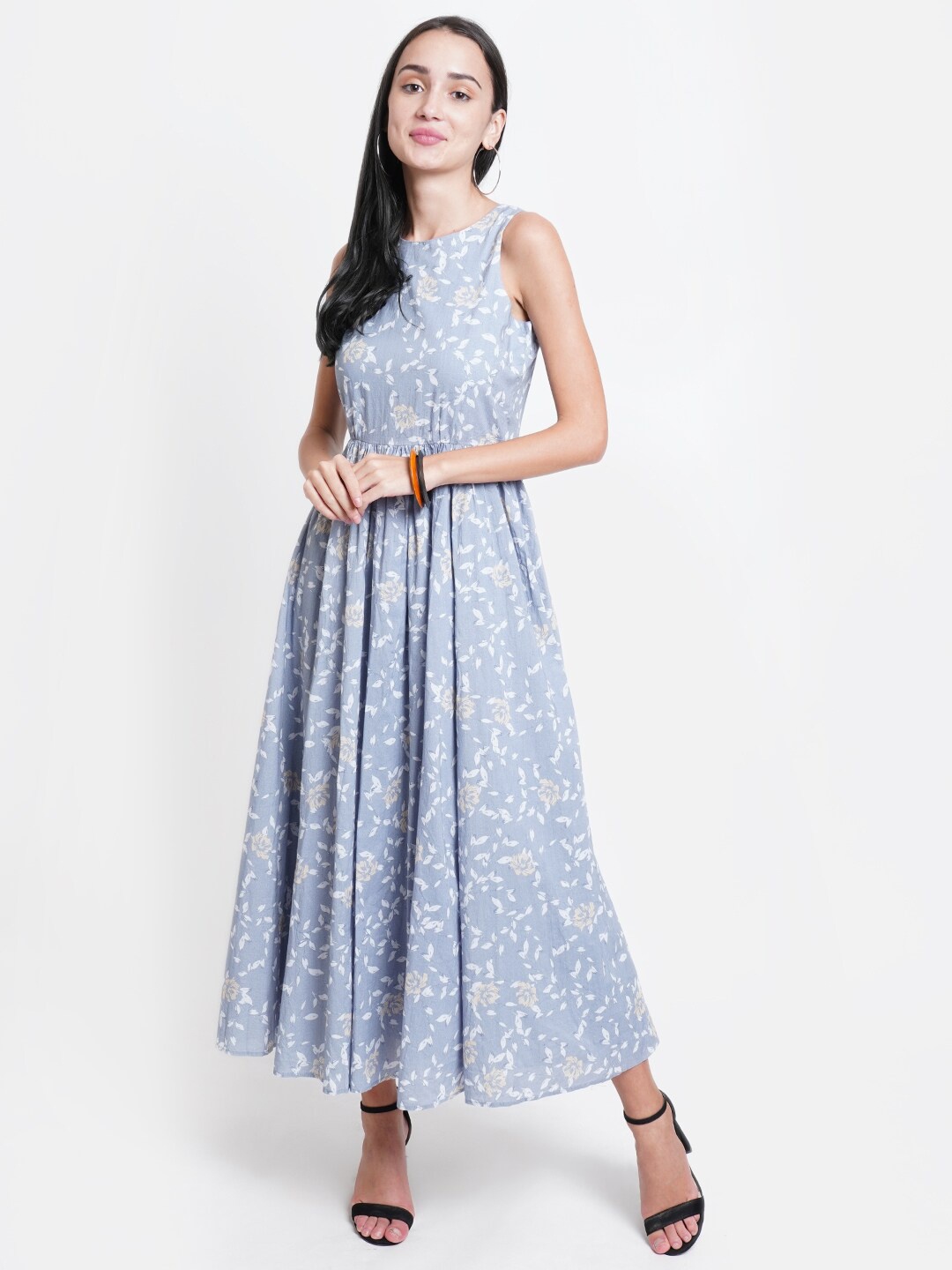 

WESTCLO Blue Floral Maxi Dress