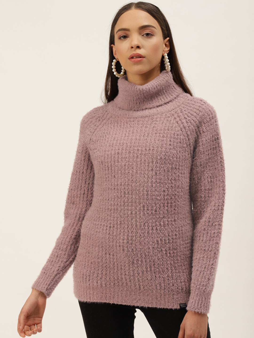 

BROOWL Women Nude-Coloured Woollen Pullover