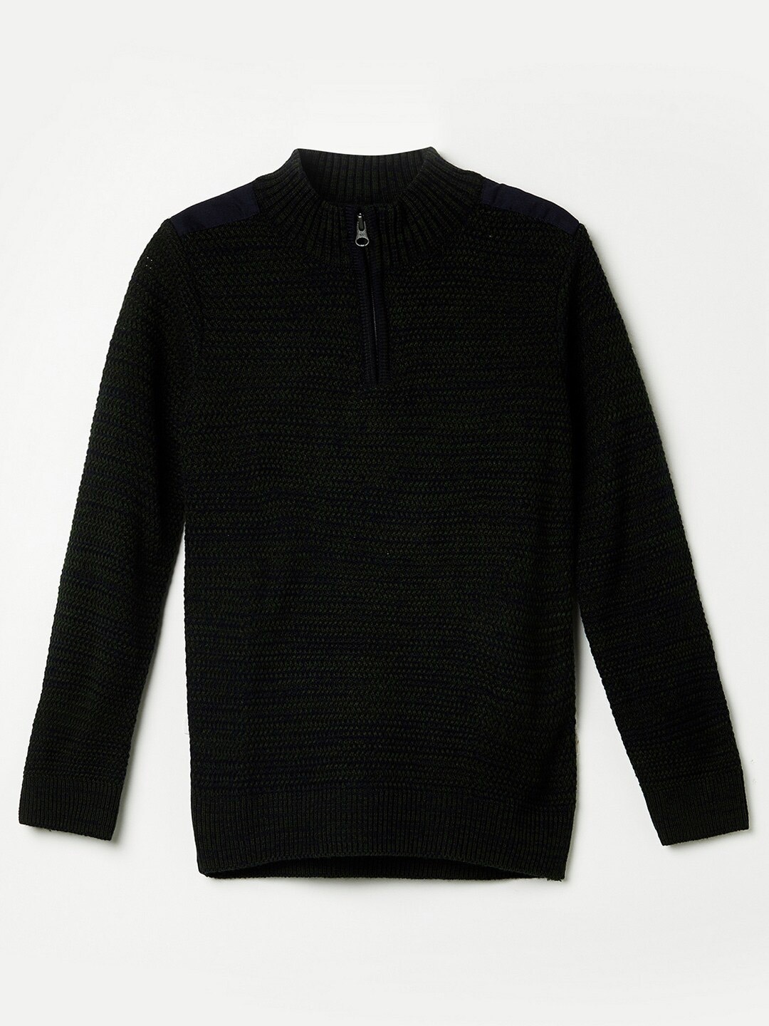 

Fame Forever by Lifestyle Boys Olive Green & Navy Blue Ribbed Acrylic Pullover