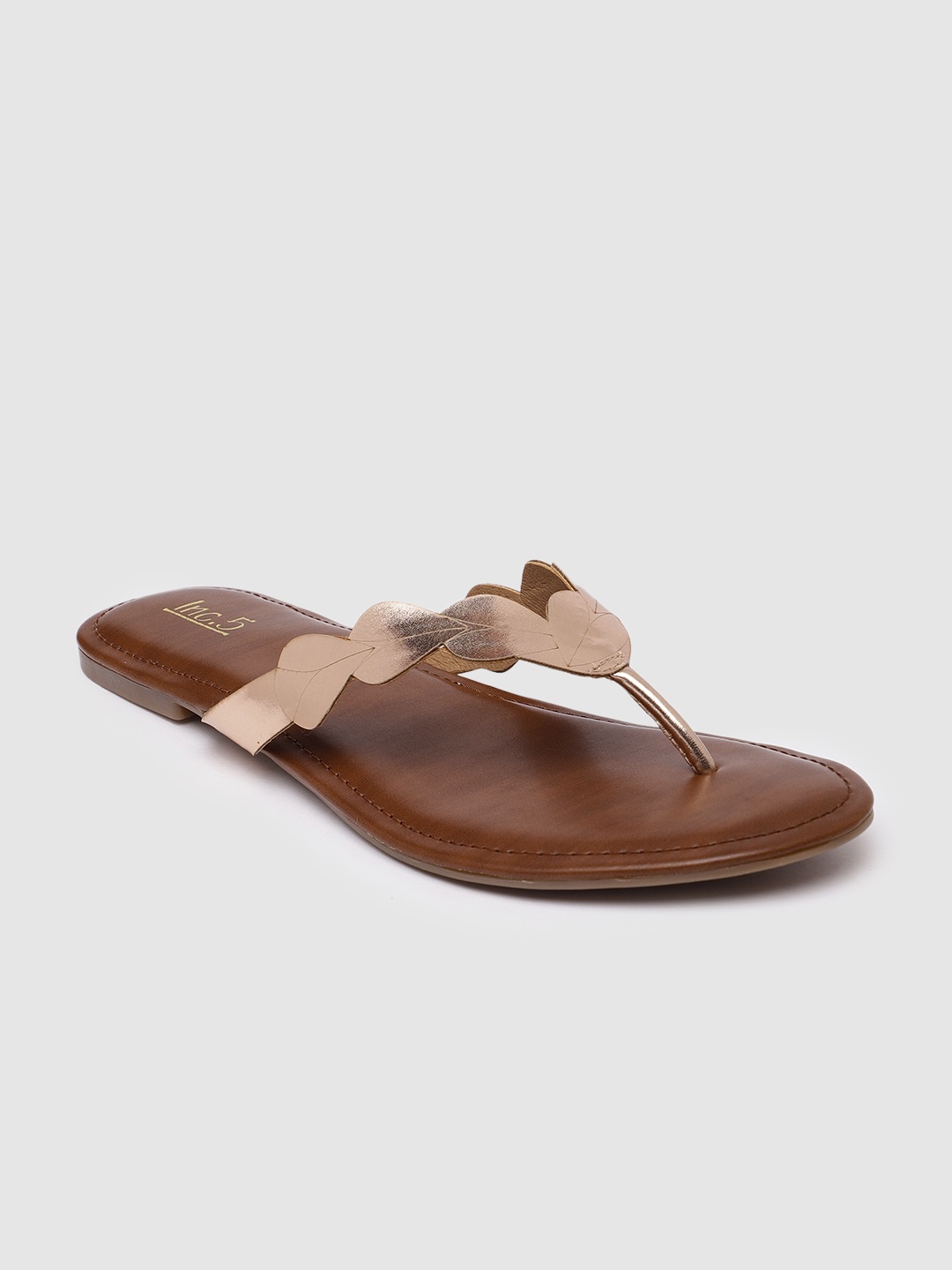 

Inc 5 Women Rose Gold & Brown T-Strap Flats