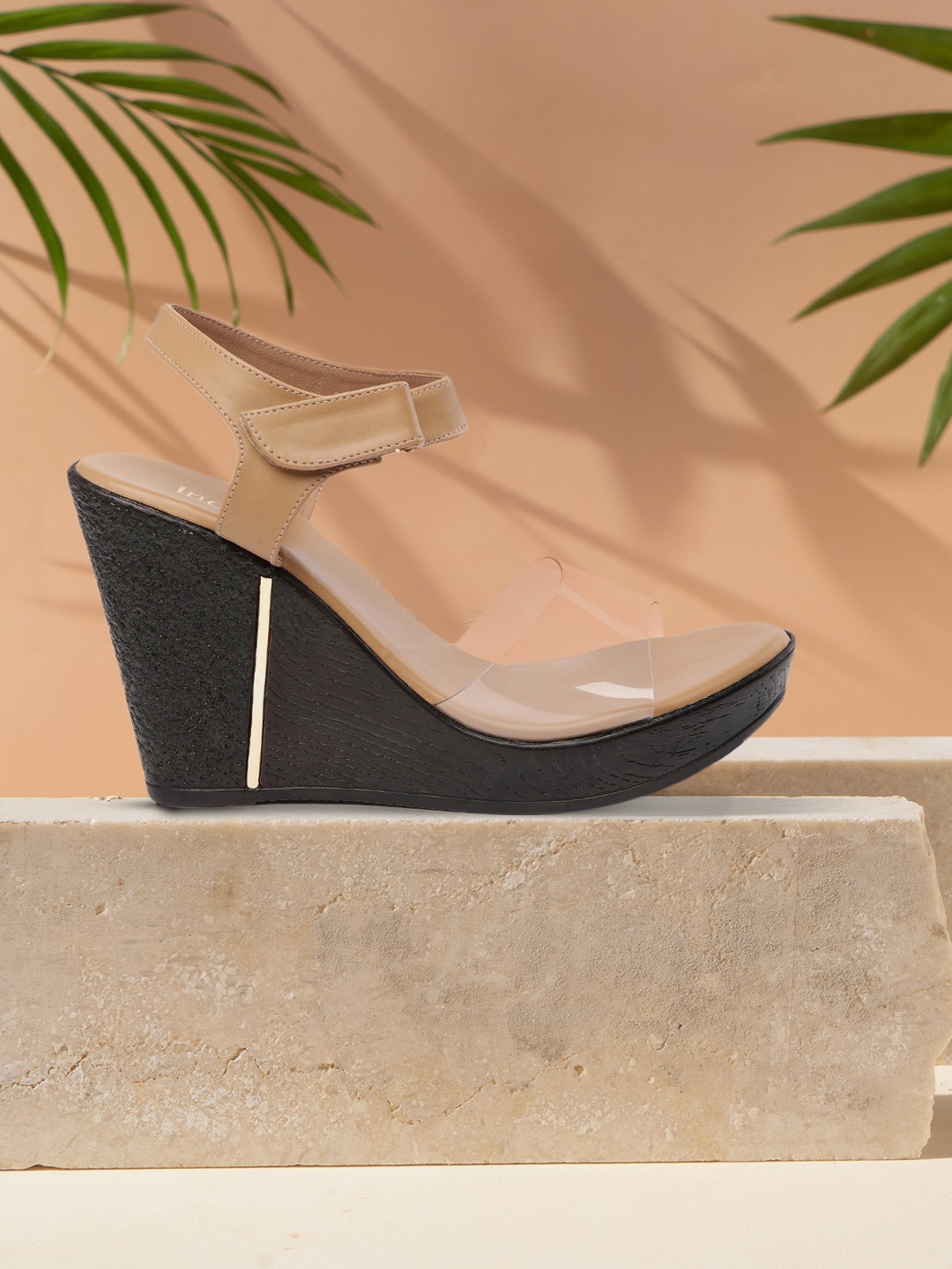 

Inc 5 Women Beige & Transparent Wedge Heels