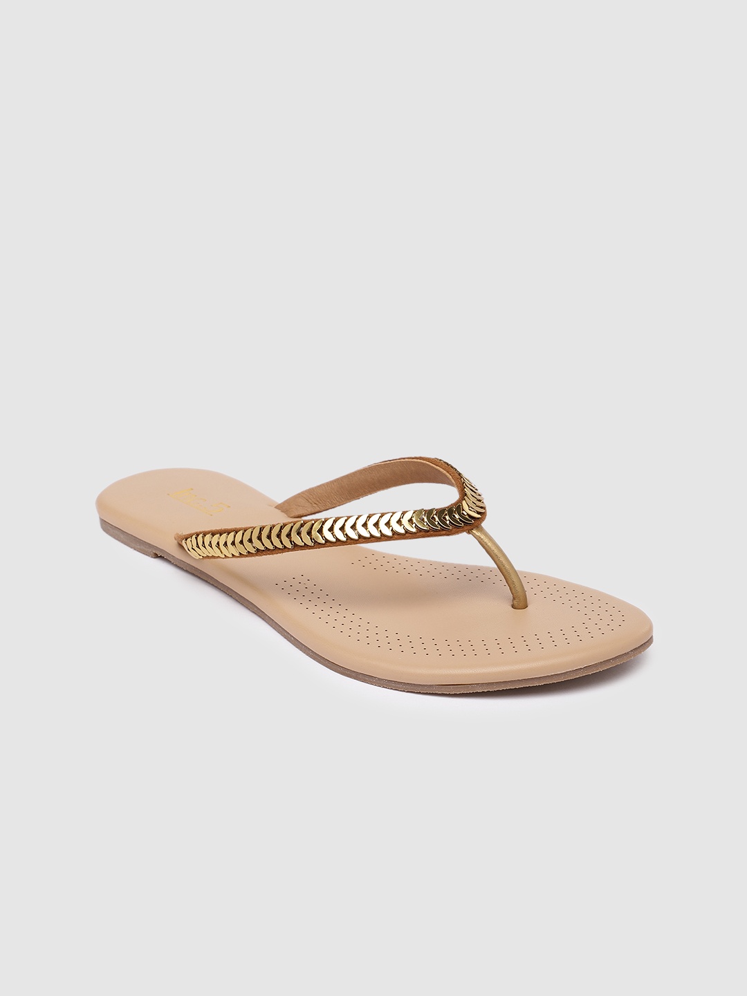 

Inc 5 Women Gold-Toned T-Strap Flats