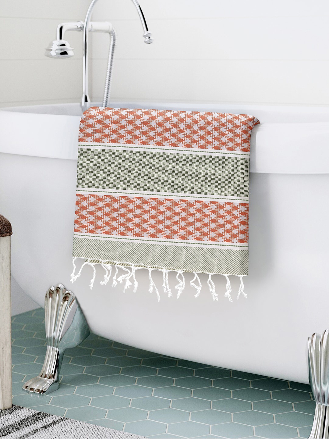 

Story@home Unisex Brown 100% Cotton 200 TC Brown Geometric Printed Bath Towel