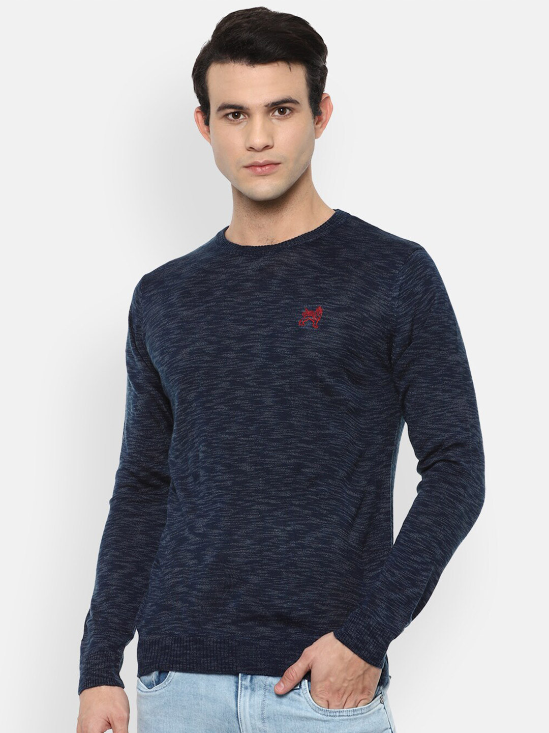 

Van Heusen Sport Men Navy Blue Ribbed Pullover