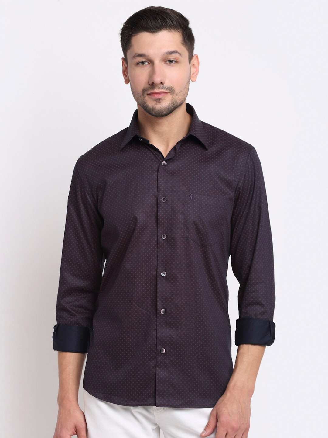

Cantabil Men Purple Opaque Printed Casual Shirt