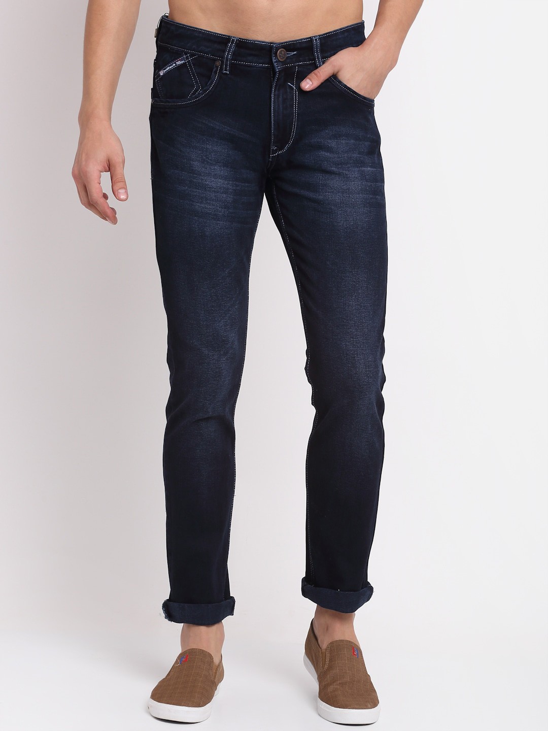 

Cantabil Men Blue Light Fade Jeans