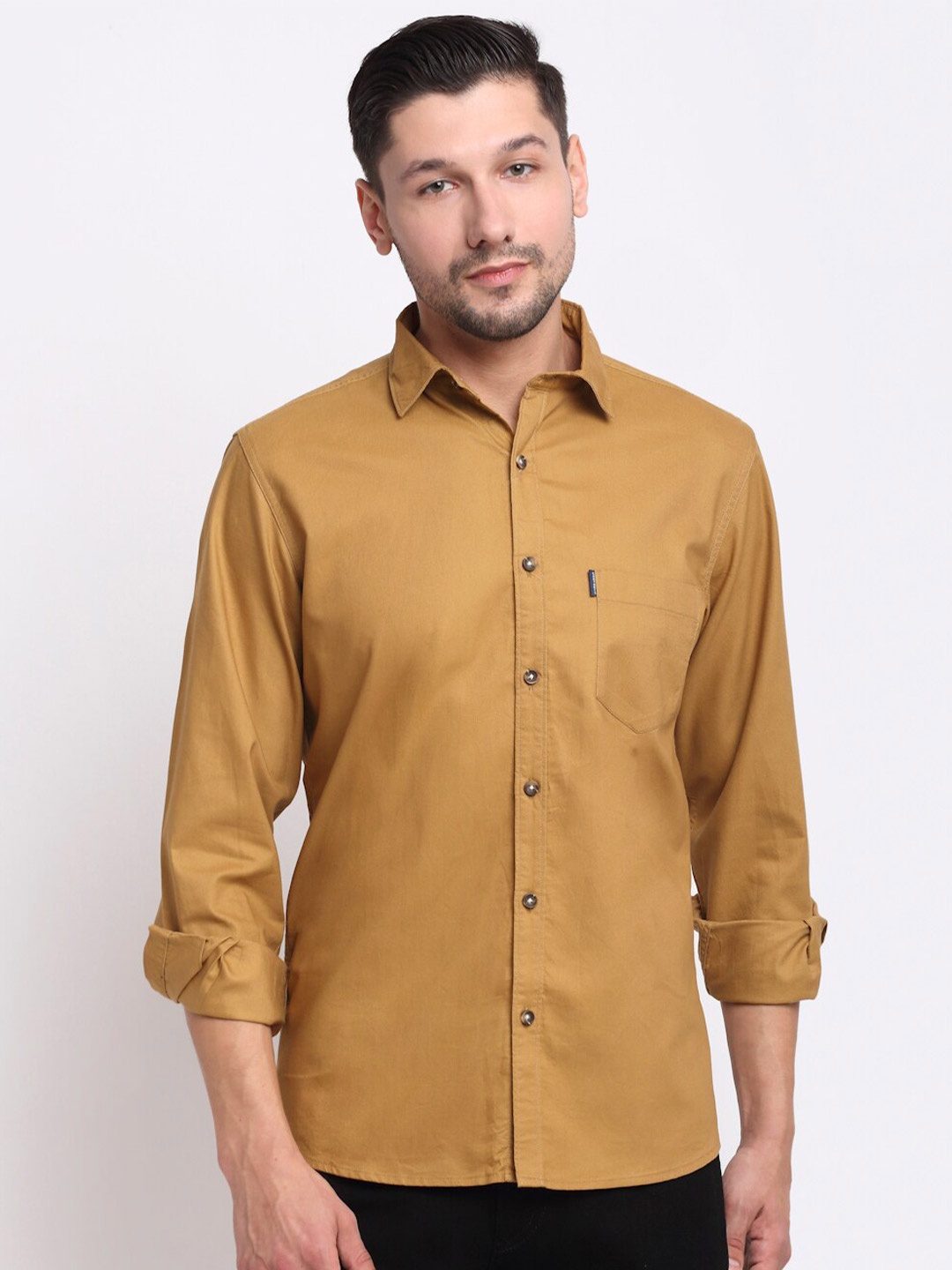 

Cantabil Men Khaki Opaque Casual Shirt