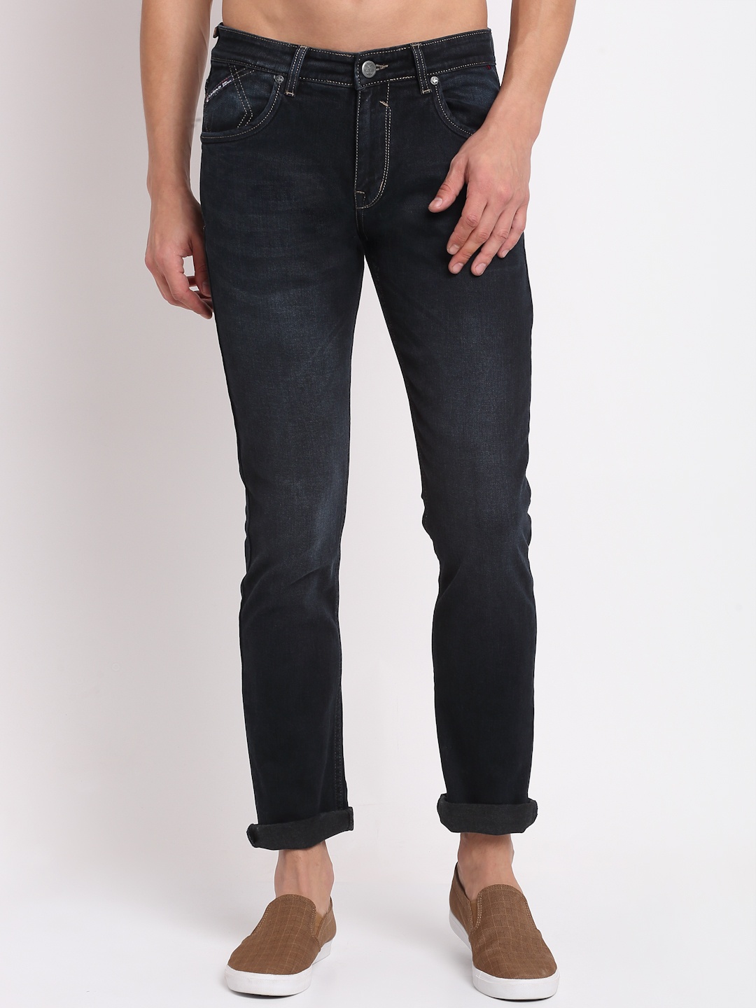 

Cantabil Men Olive Green Denim Jeans