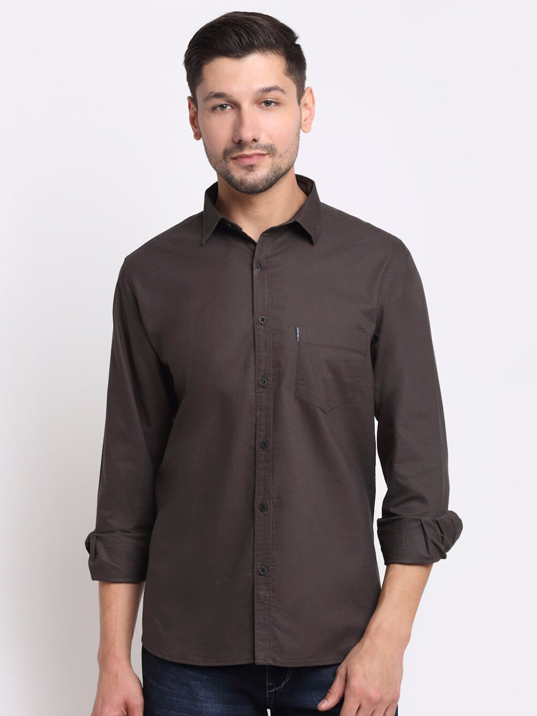 

Cantabil Men Brown Opaque Cotton Regular Fit Casual Shirt