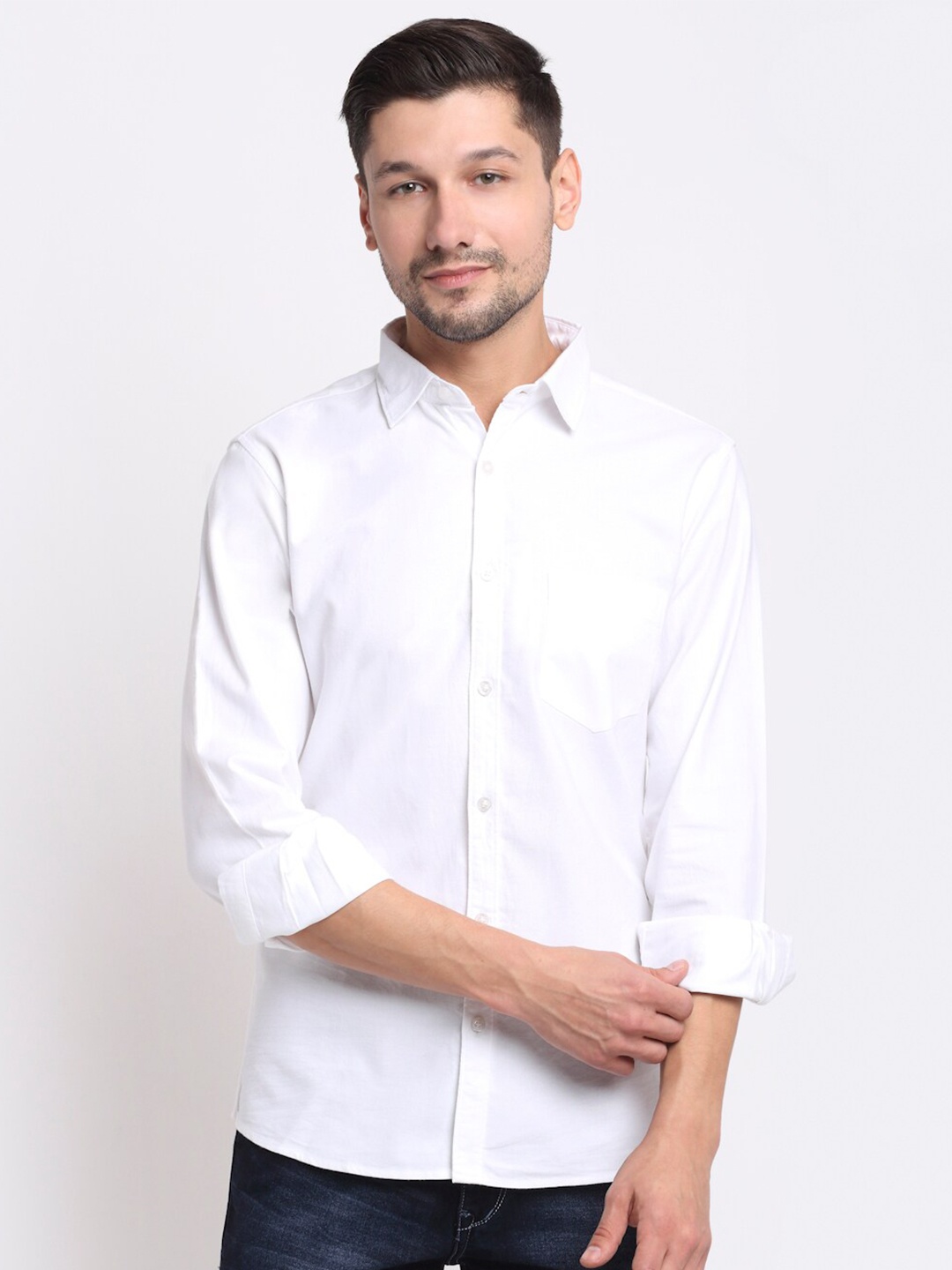 

Cantabil Men White Opaque Casual Shirt