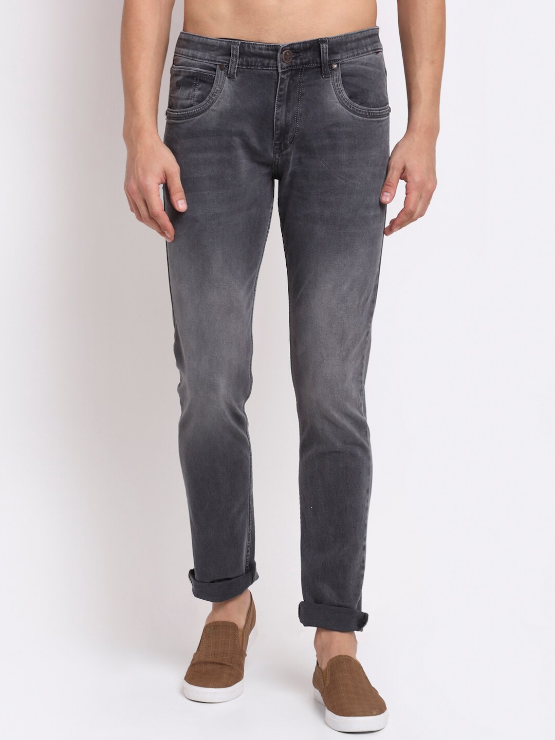 Cantabil Men Grey Low Distress Heavy Fade Jeans