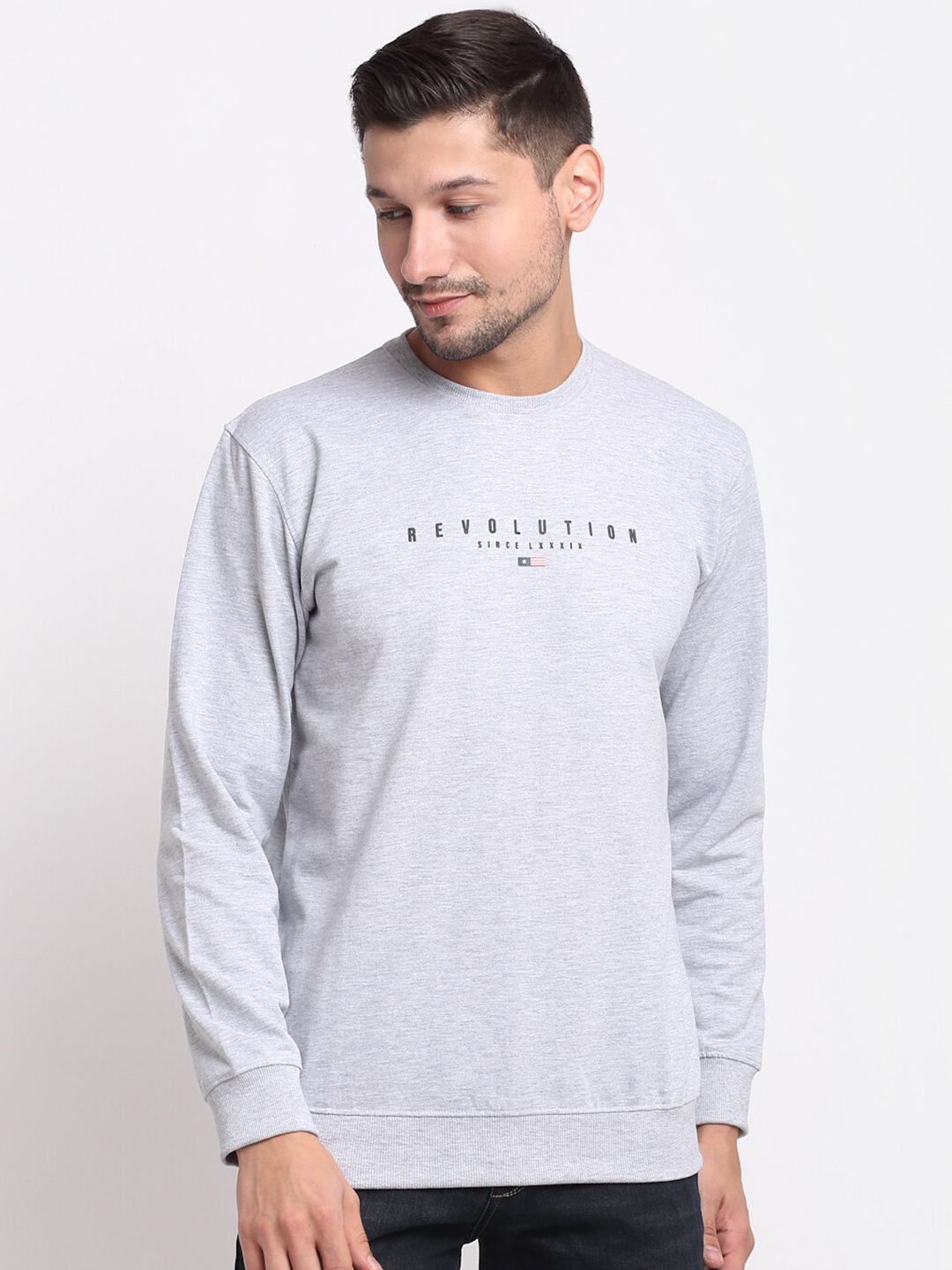 

Cantabil Men Grey Typography Printed Pockets T-shirt