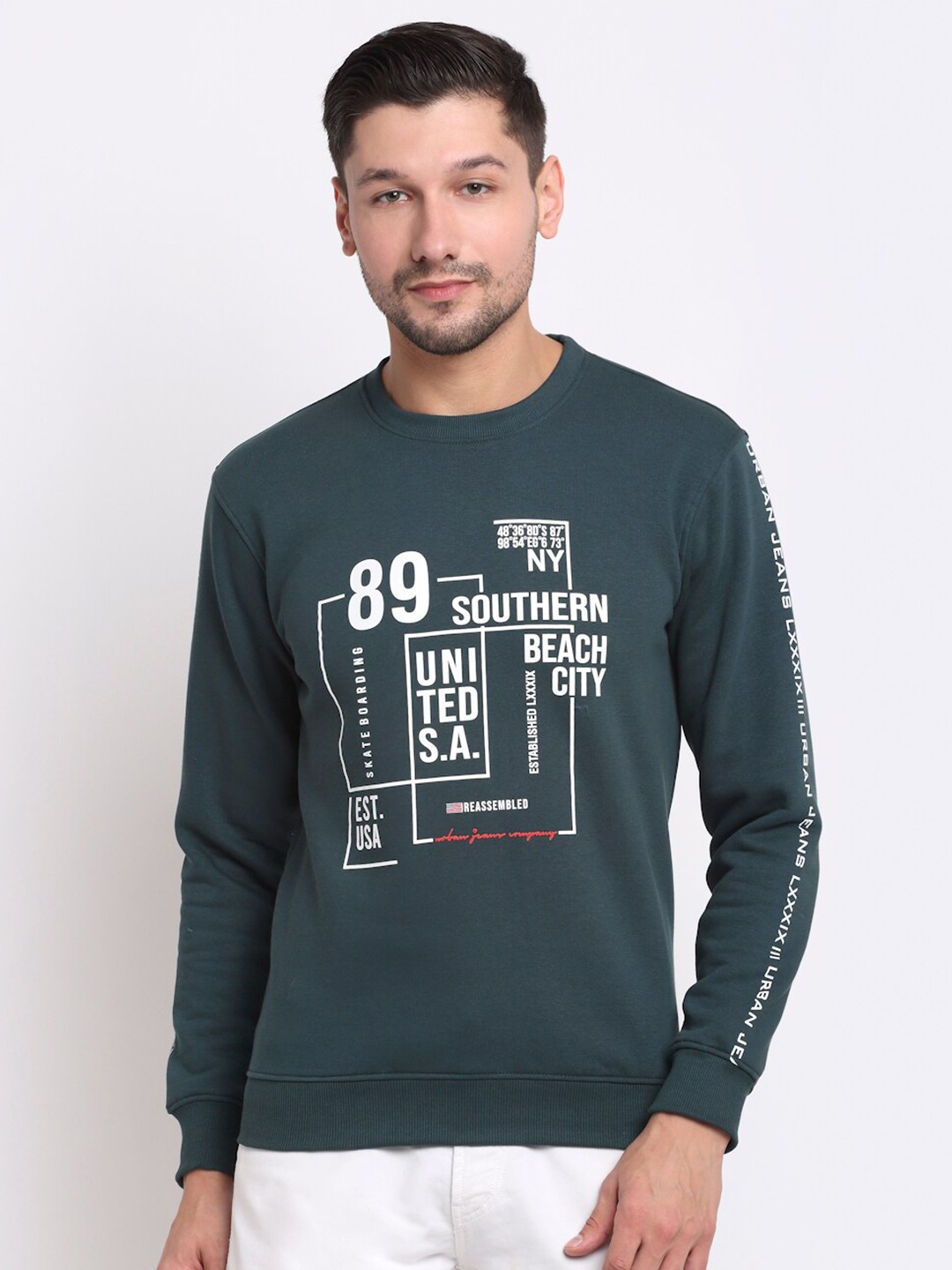 

Cantabil Men Green & White Printed Sweatshirt