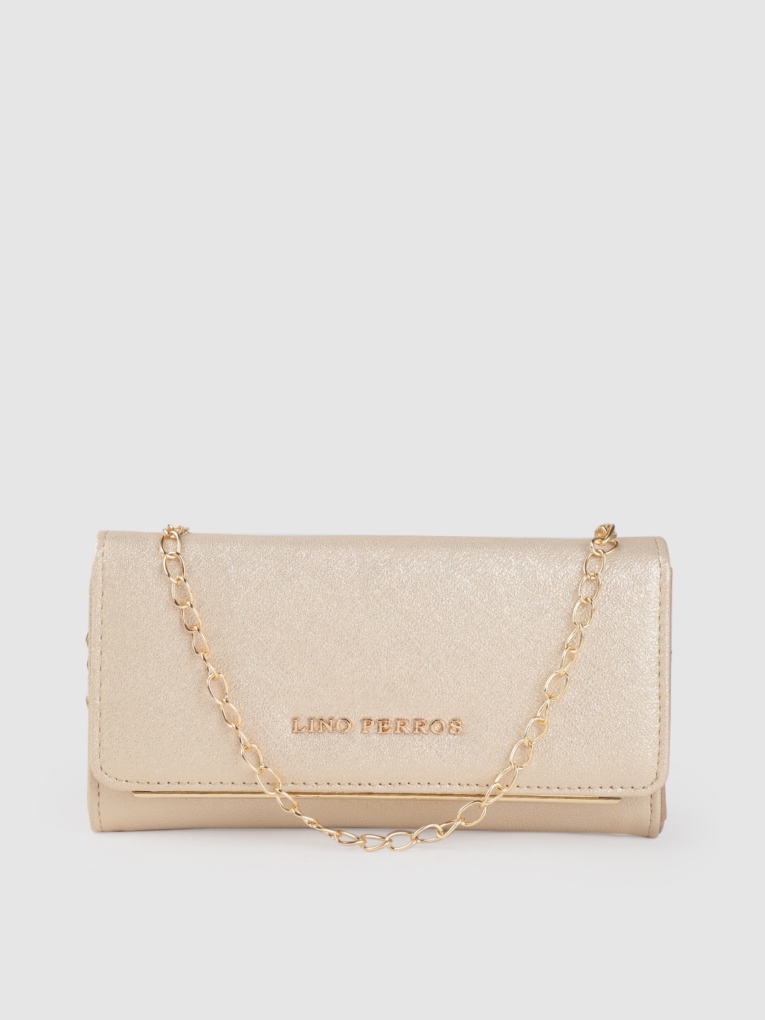 

Lino Perros Women Gold-Toned Textured Foldover Clutch