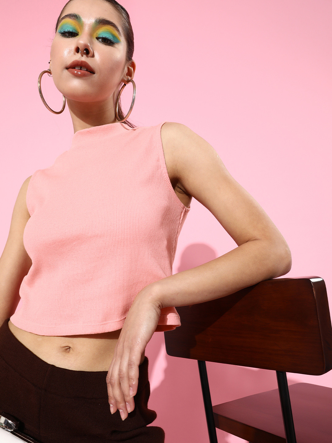 

DressBerry Women Elegant Coral Solid Bra Top and Vest