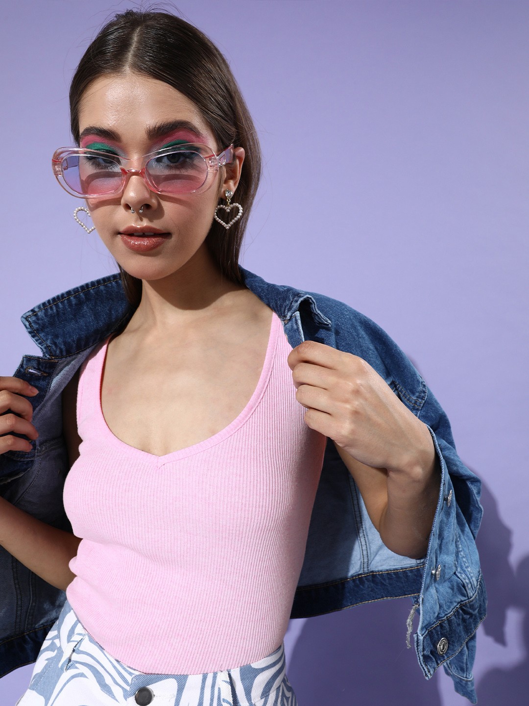 

DressBerry Women Pretty Pink Solid Bra Top and Vest