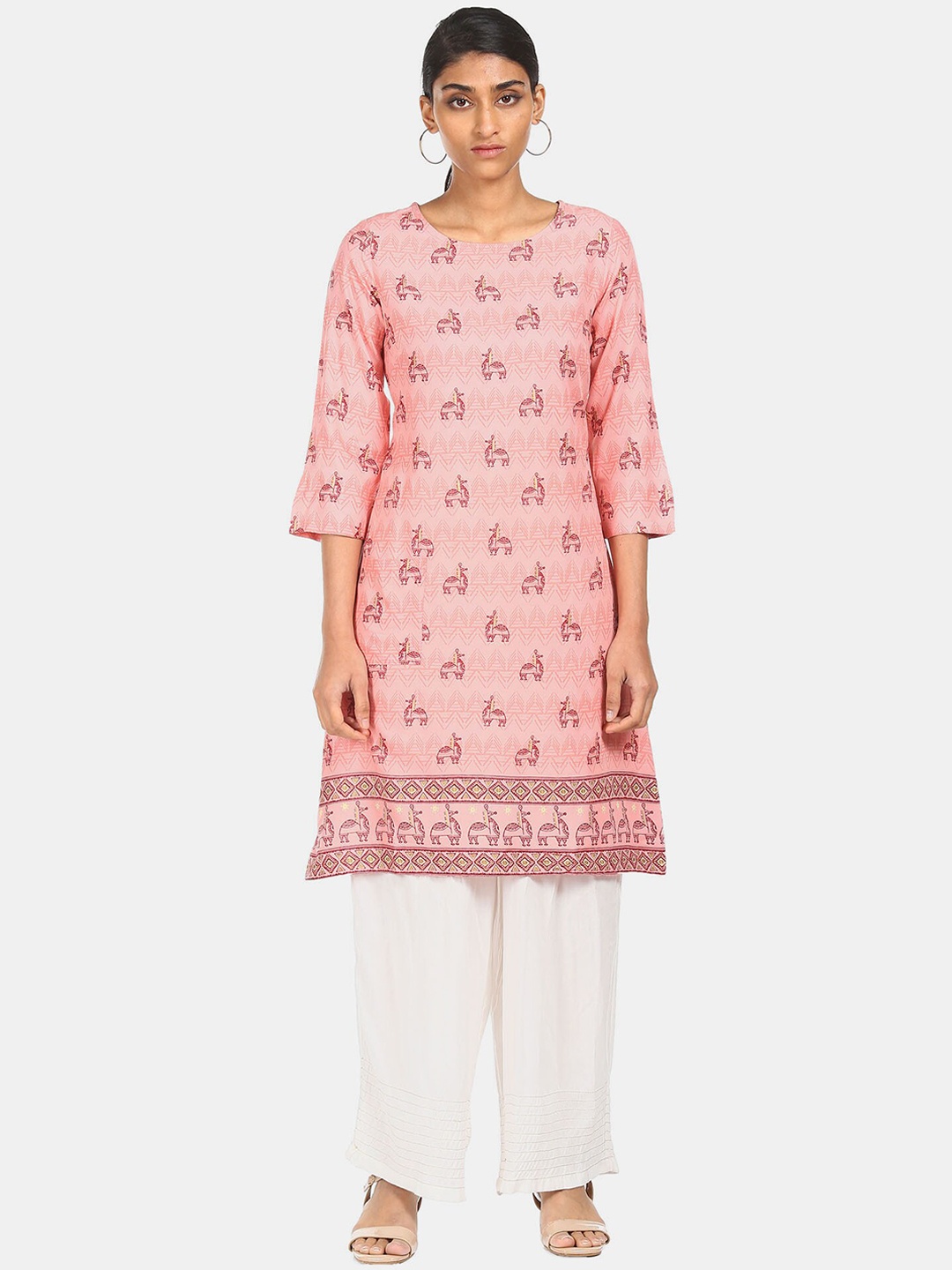 

Karigari Women Pink Ethnic Motifs Printed Kurta