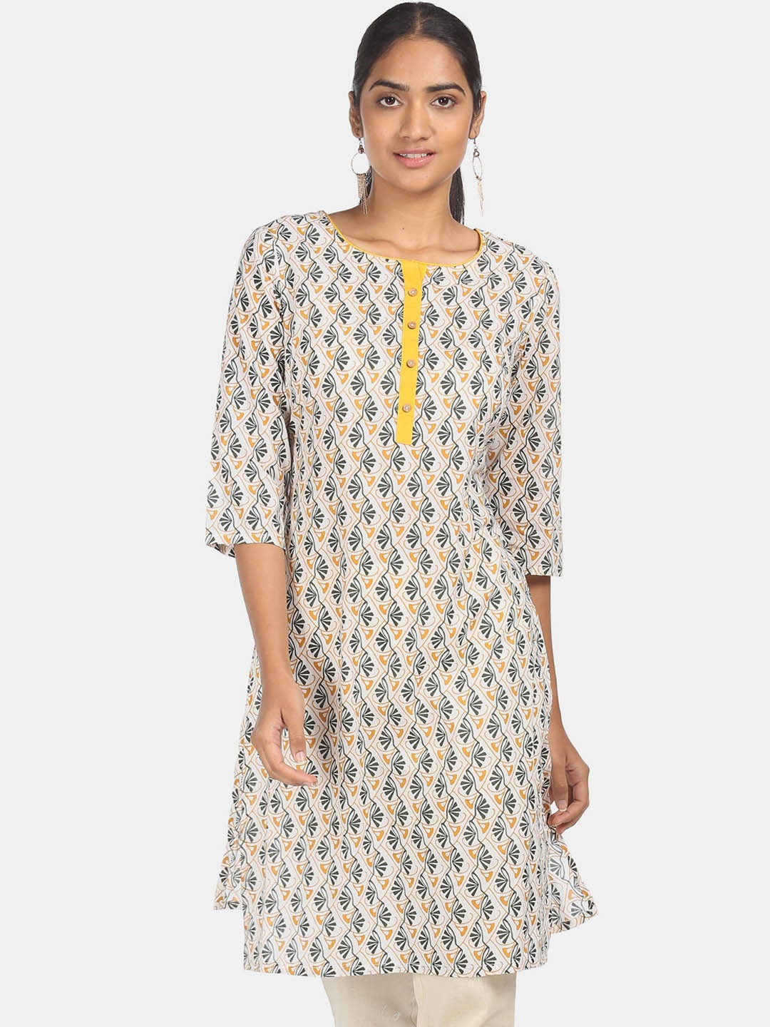 

Karigari Women White Ethnic Motifs Printed Kurta