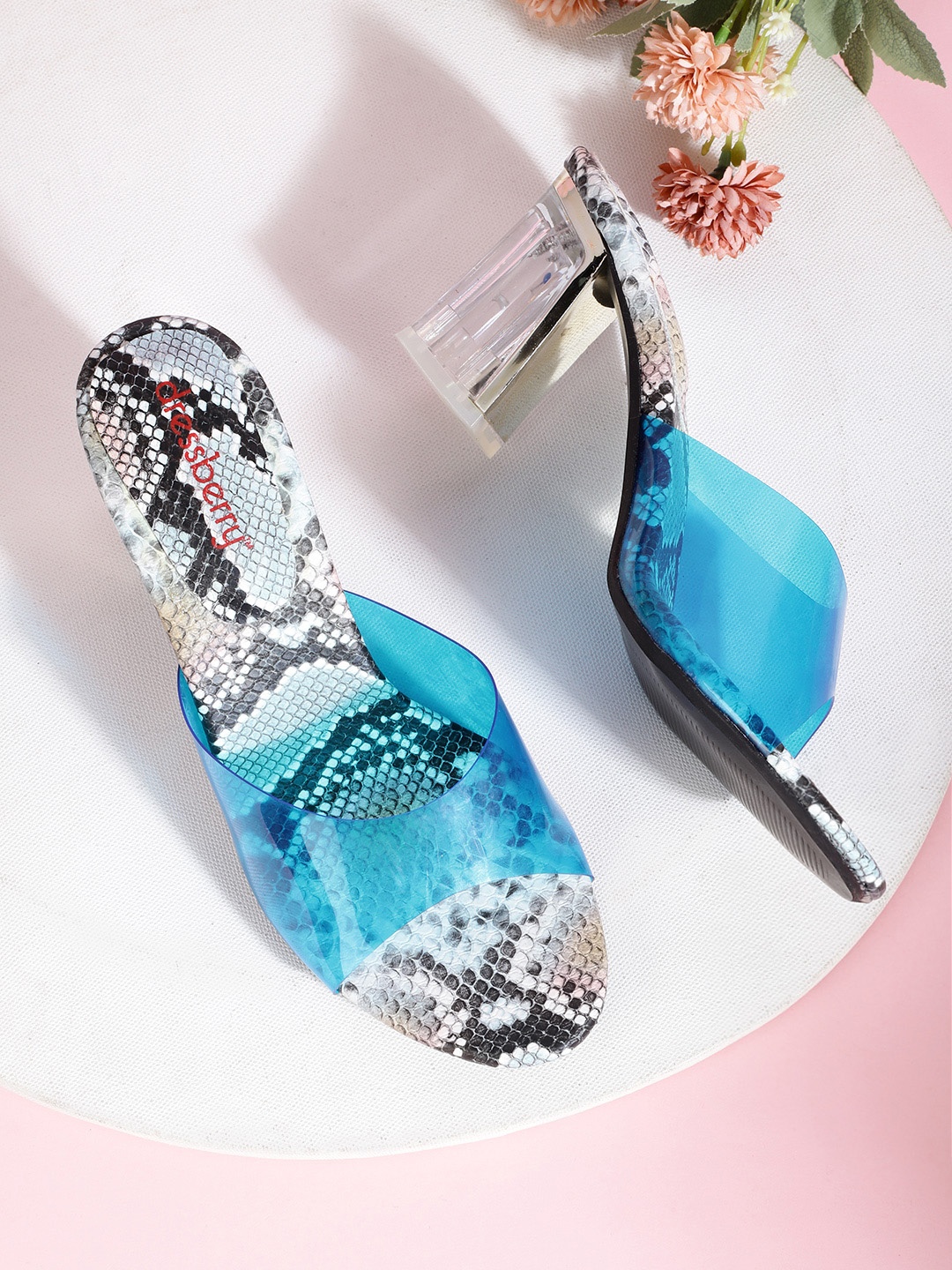 

DressBerry Women Blue Solid Block Sandals
