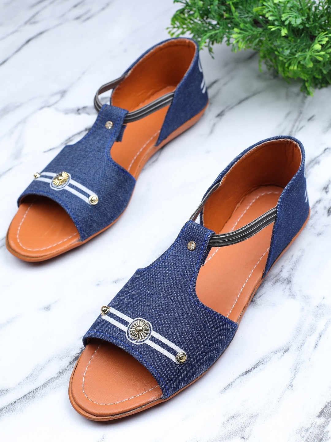 

FABBMATE Women Blue Open Toe Flats