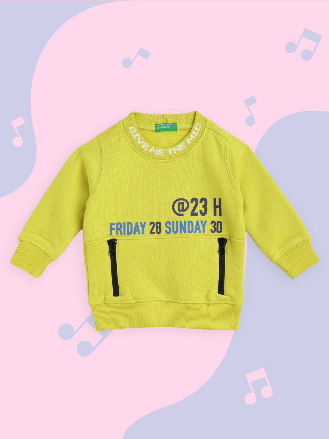 

United Colors of Benetton Boys Lime Yellow & Blue Typography Print Sweatshirt