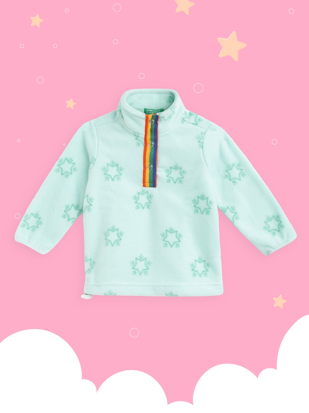 

United Colors of Benetton Girls Green & Red Star Printed Sweatshirt