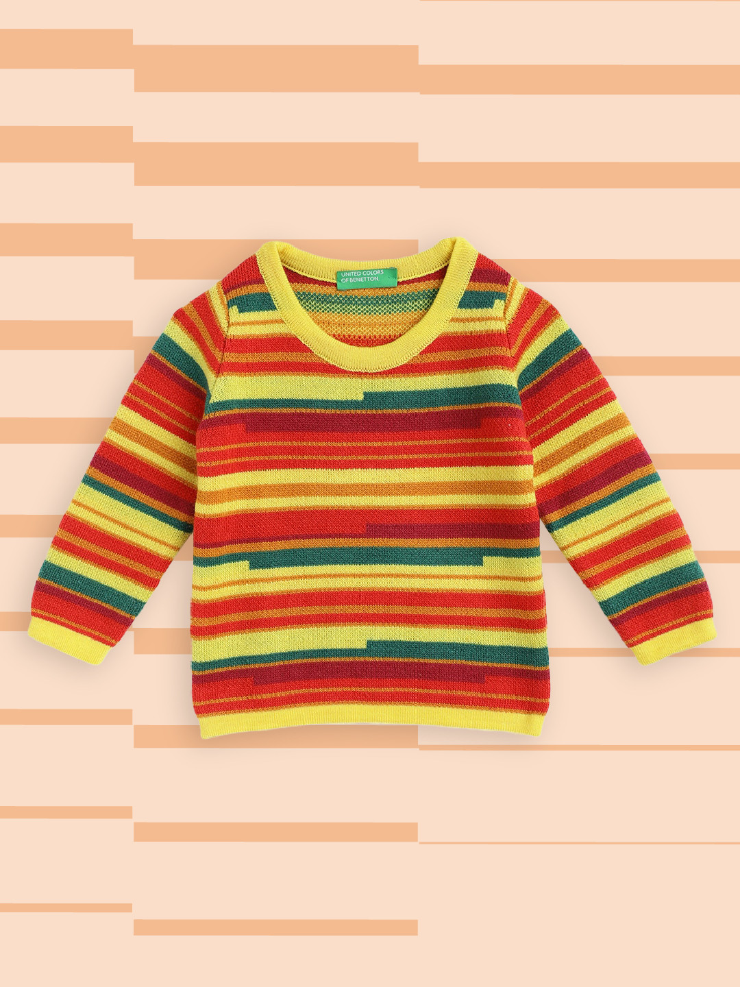

United Colors of Benetton Girls Multicoloured Striped Pullover, Multi