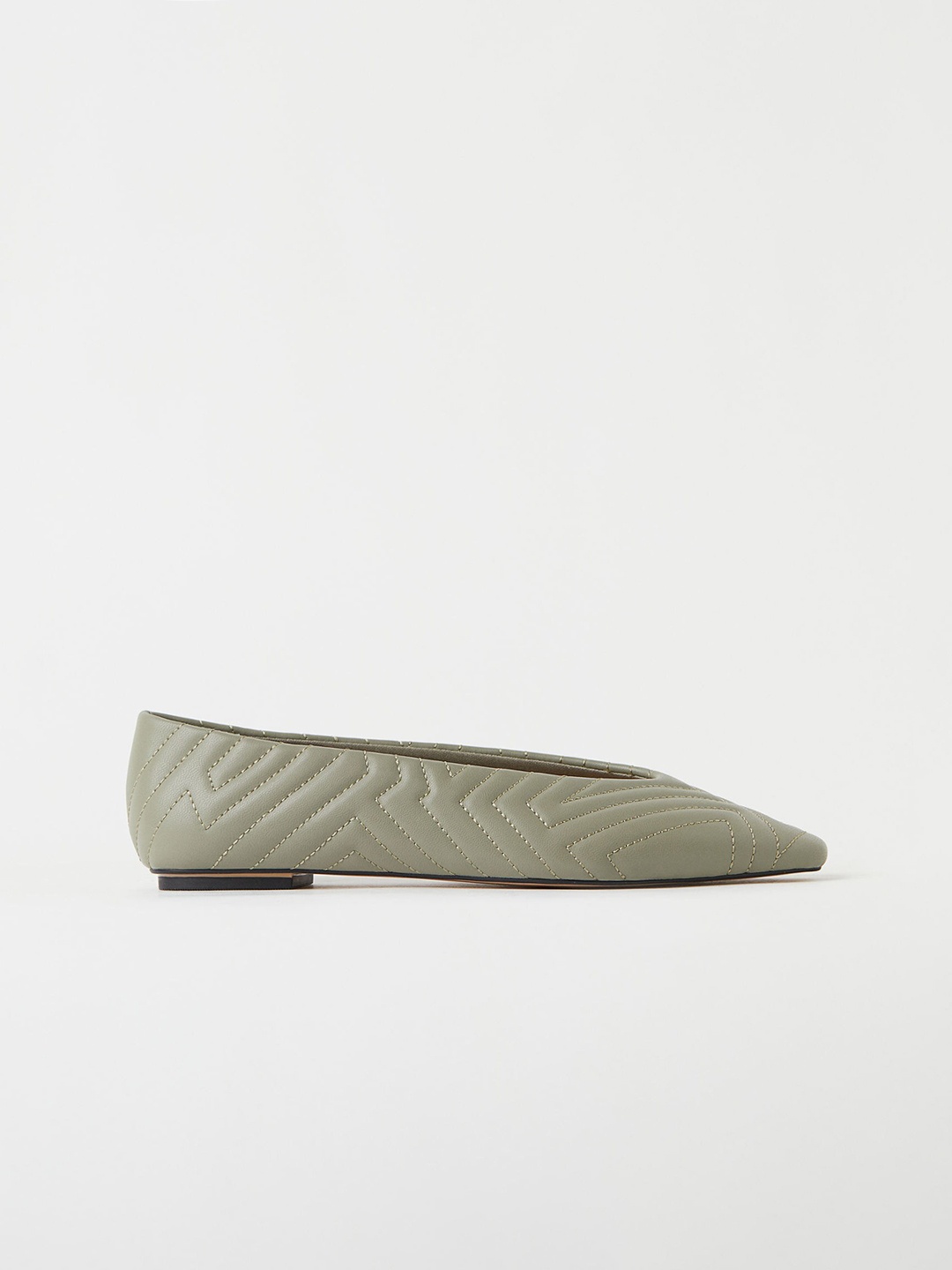 

H&M Women Green Quilted Ballet Pumps