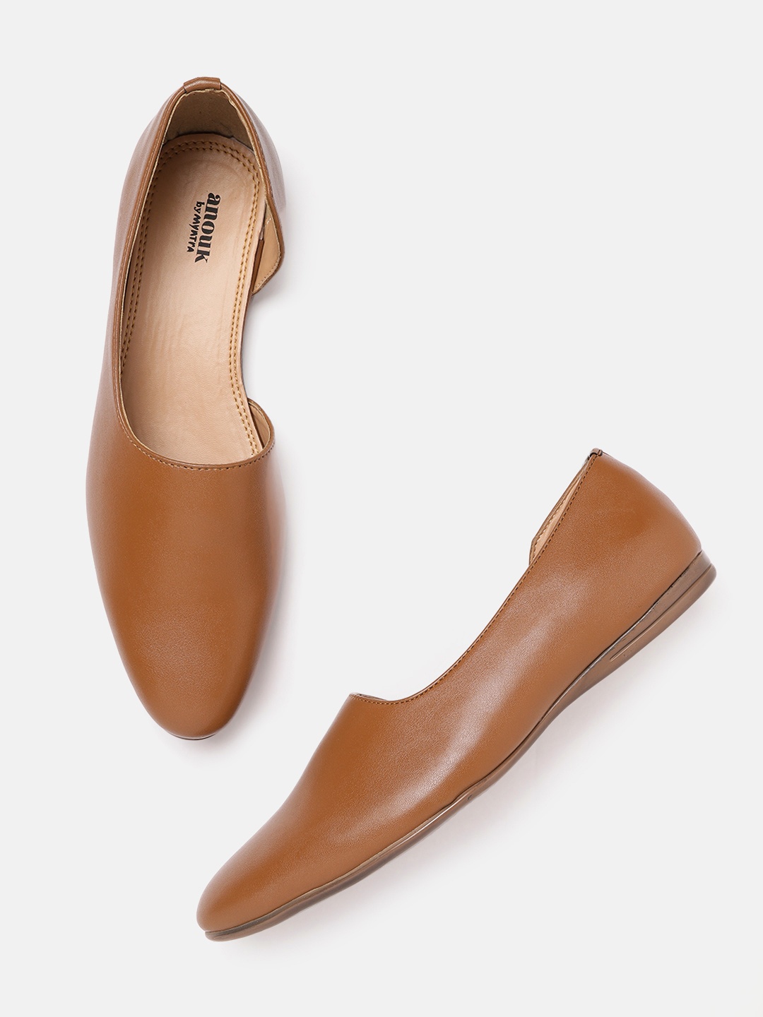 

Anouk Men Tan Brown Solid Mojaris