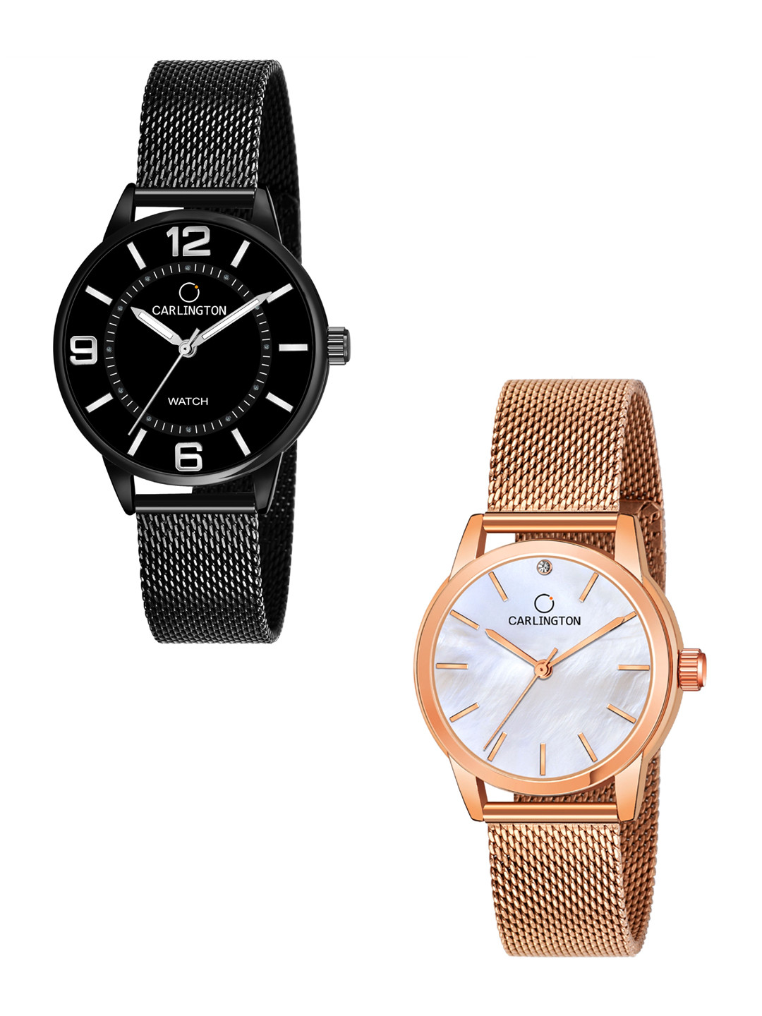 

CARLINGTON Women 2 Multicoloured Dial Stainless Steel Bracelet Style Straps Analogue Watch, Multi