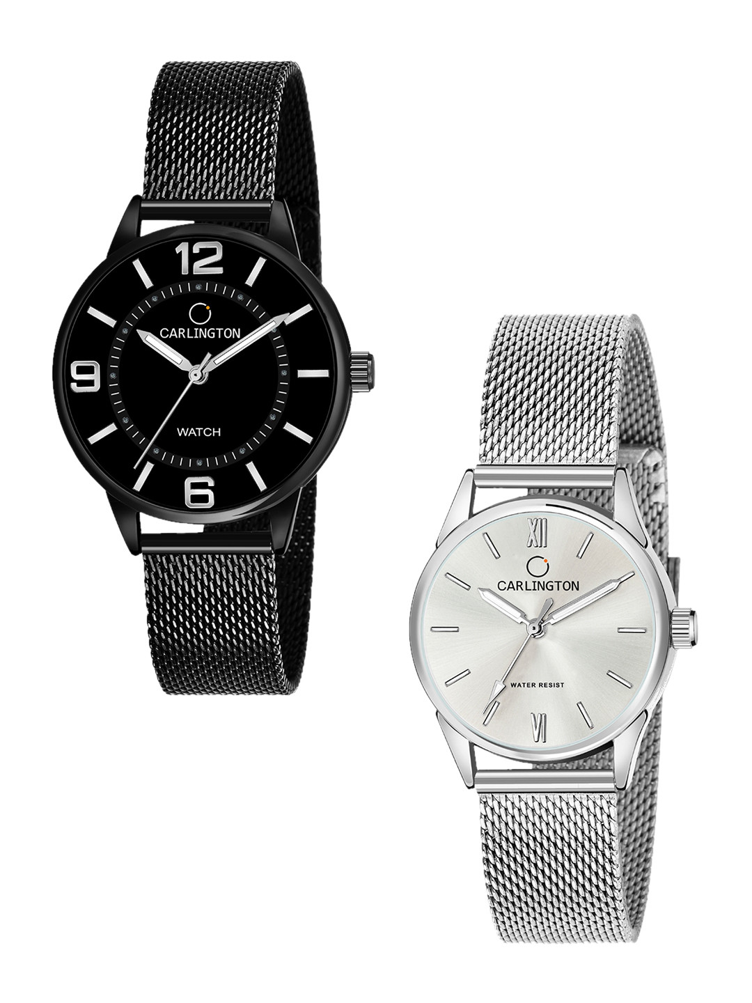 

CARLINGTON Women Set Of 2 Bracelet Style Straps Analogue Watch CT2002 CT2008, Multi