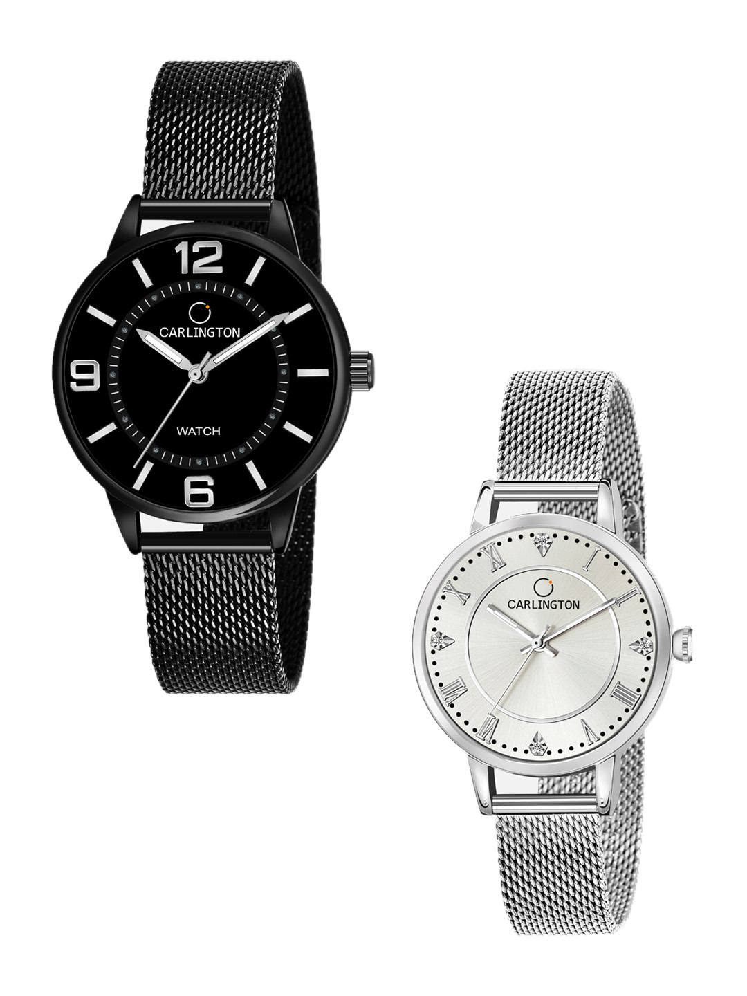 

CARLINGTON Women Set Of 2 Bracelet Style Straps Analogue Watch CT2002 CT2013, Multi