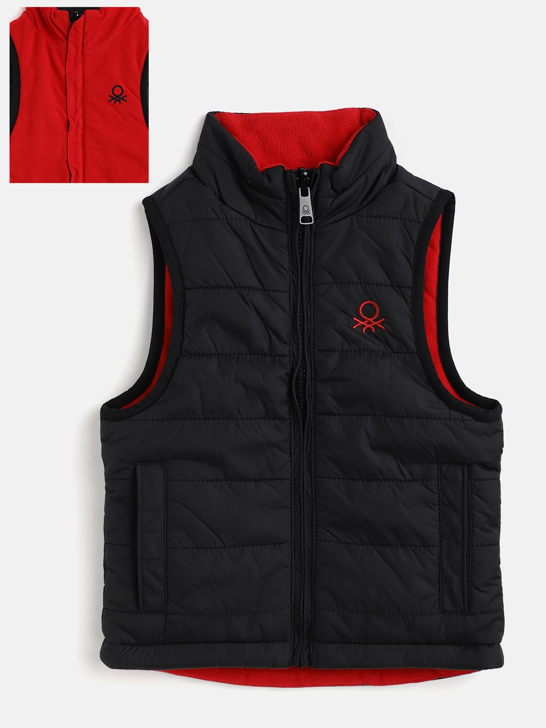 

United Colors of Benetton Kids Black & Red Reversible Padded Jacket