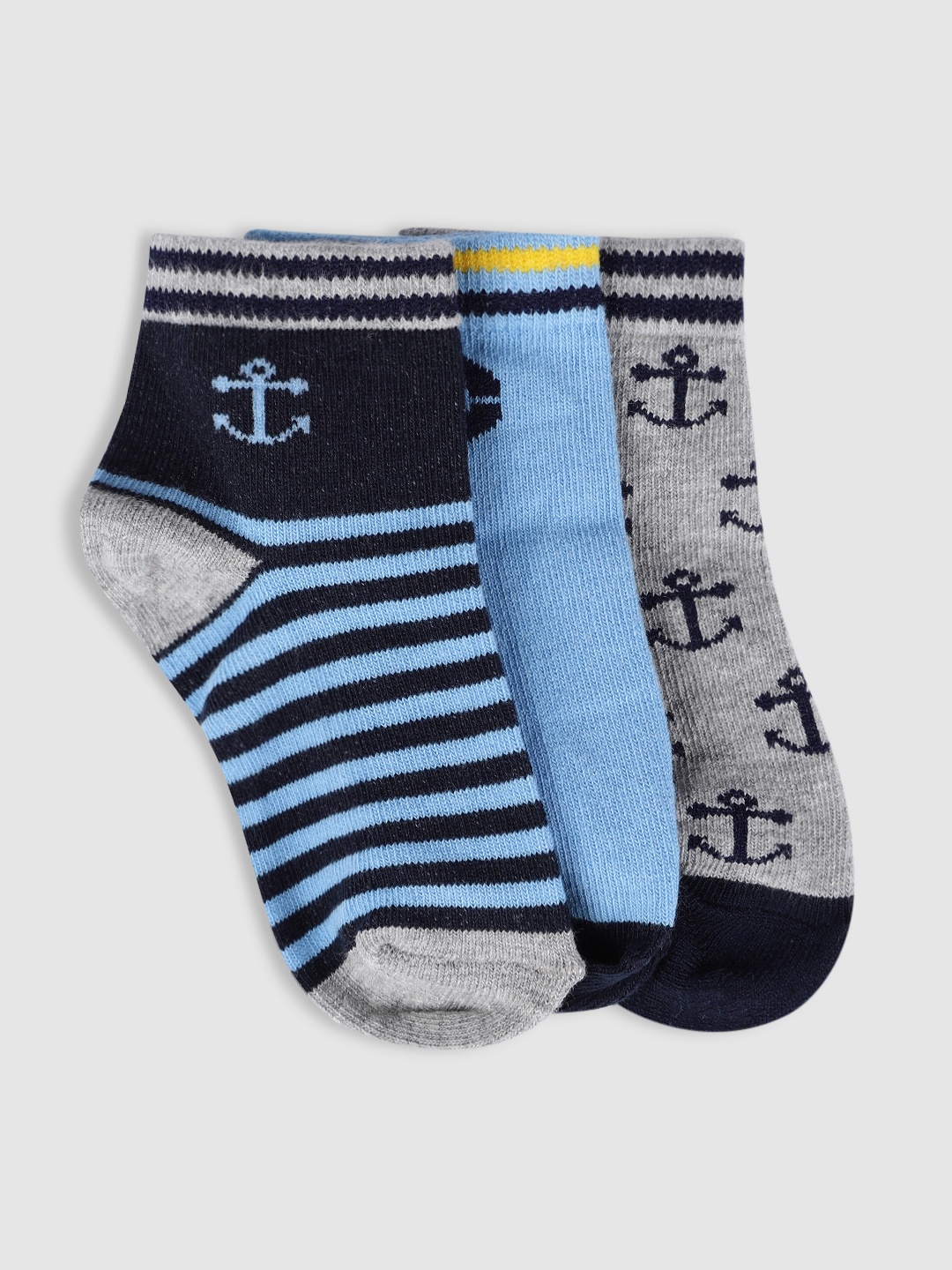 

YK Boys Pack of 3 Patterned Socks, Blue