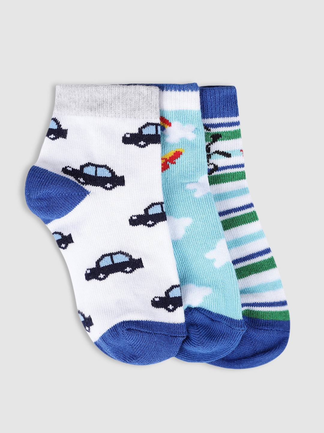 

YK Boys Pack of 3 Patterned Socks, Blue