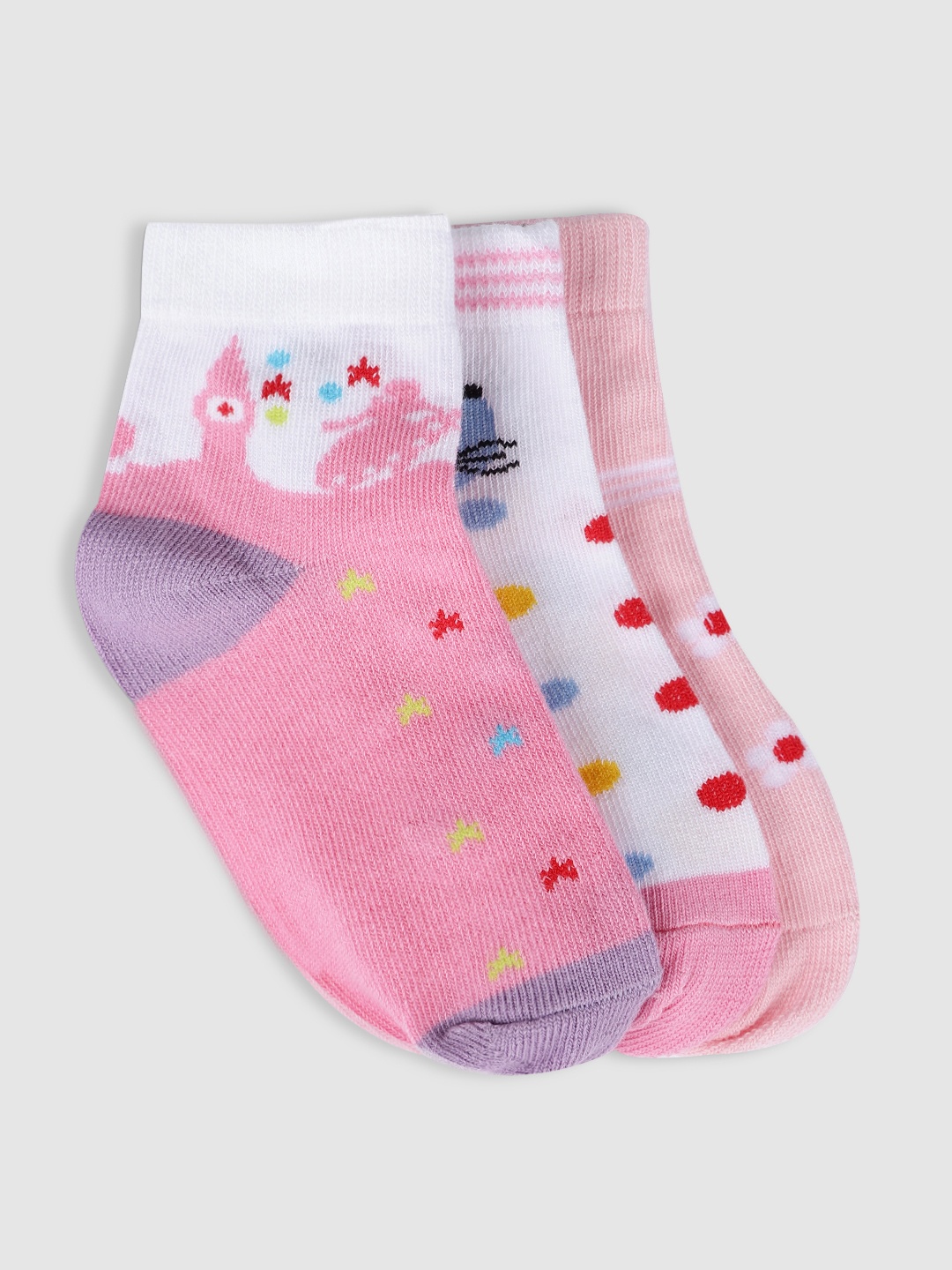 

YK Girls Pack of 3 Patterned Socks, Pink