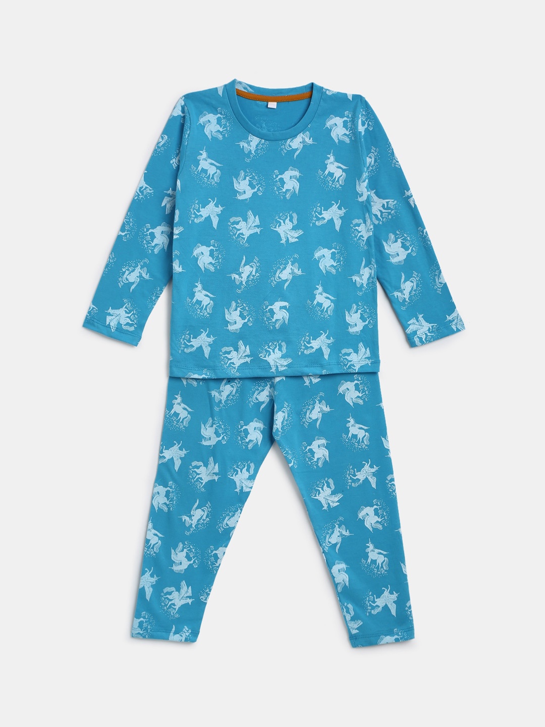 

YK Boys Blue & White Unicorn Printed Pure Cotton Night suit