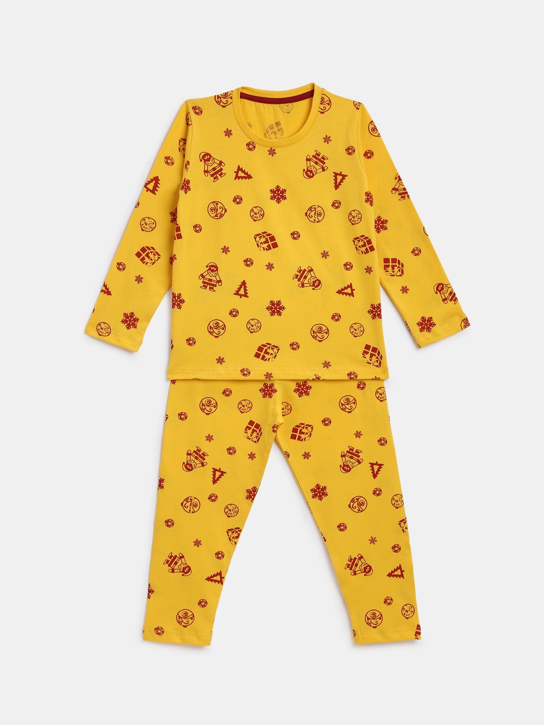 

YK Boys Yellow & Red Pure Cotton Printed Night suit
