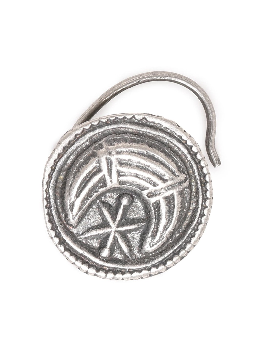 

TRISHONA 925 Sterling Silver Moon & Star Oxidised Statement Nose Pin