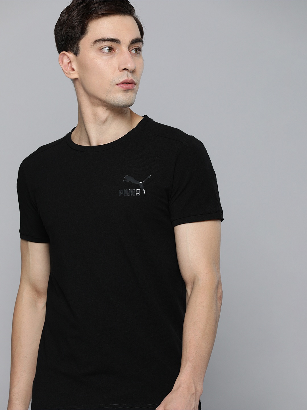 

Puma Men Black Solid Slim Fit Iconic T7 Sustainable T-shirt