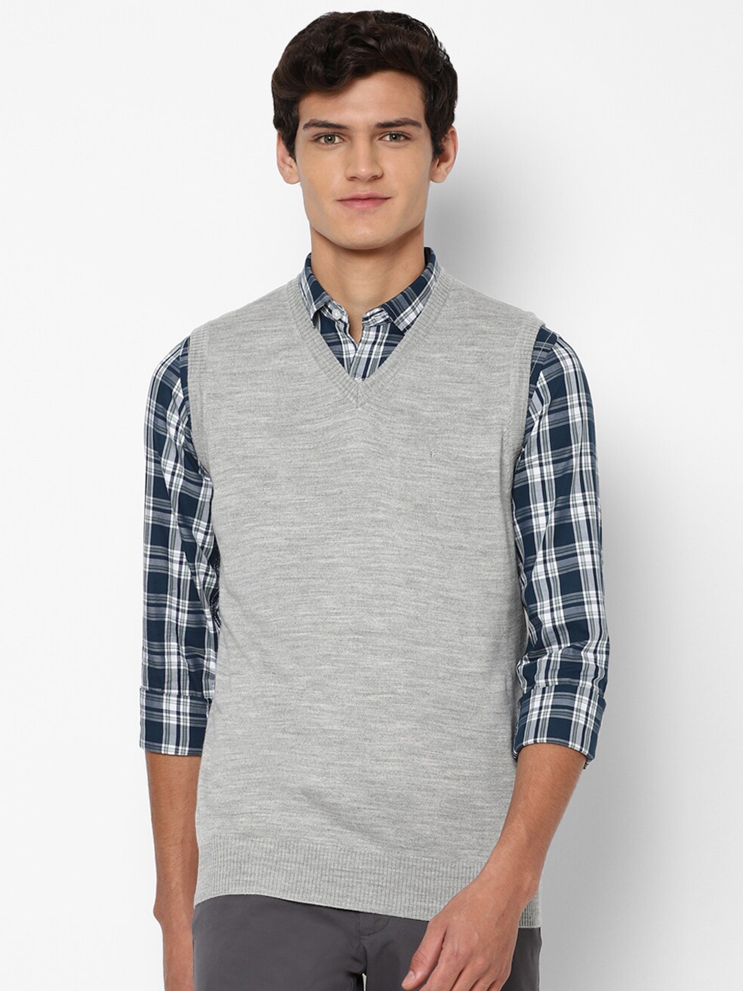 

Allen Solly Men Grey Acrylic Wool Sweater Vest