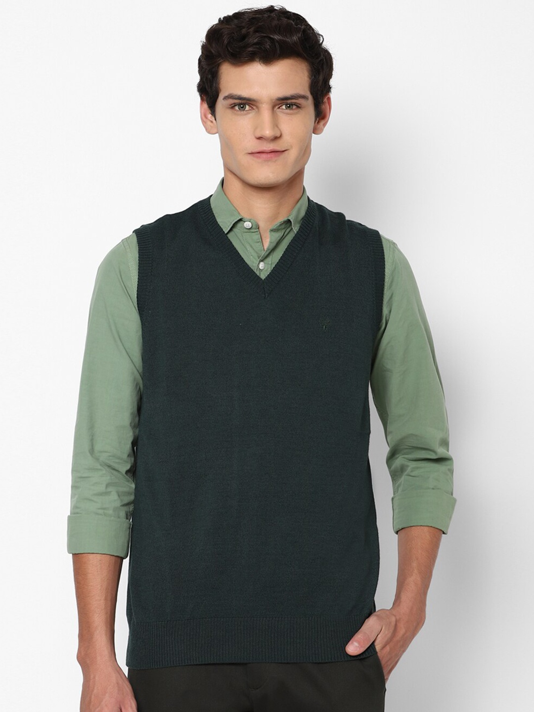 

Allen Solly Men Green Sweater Vest
